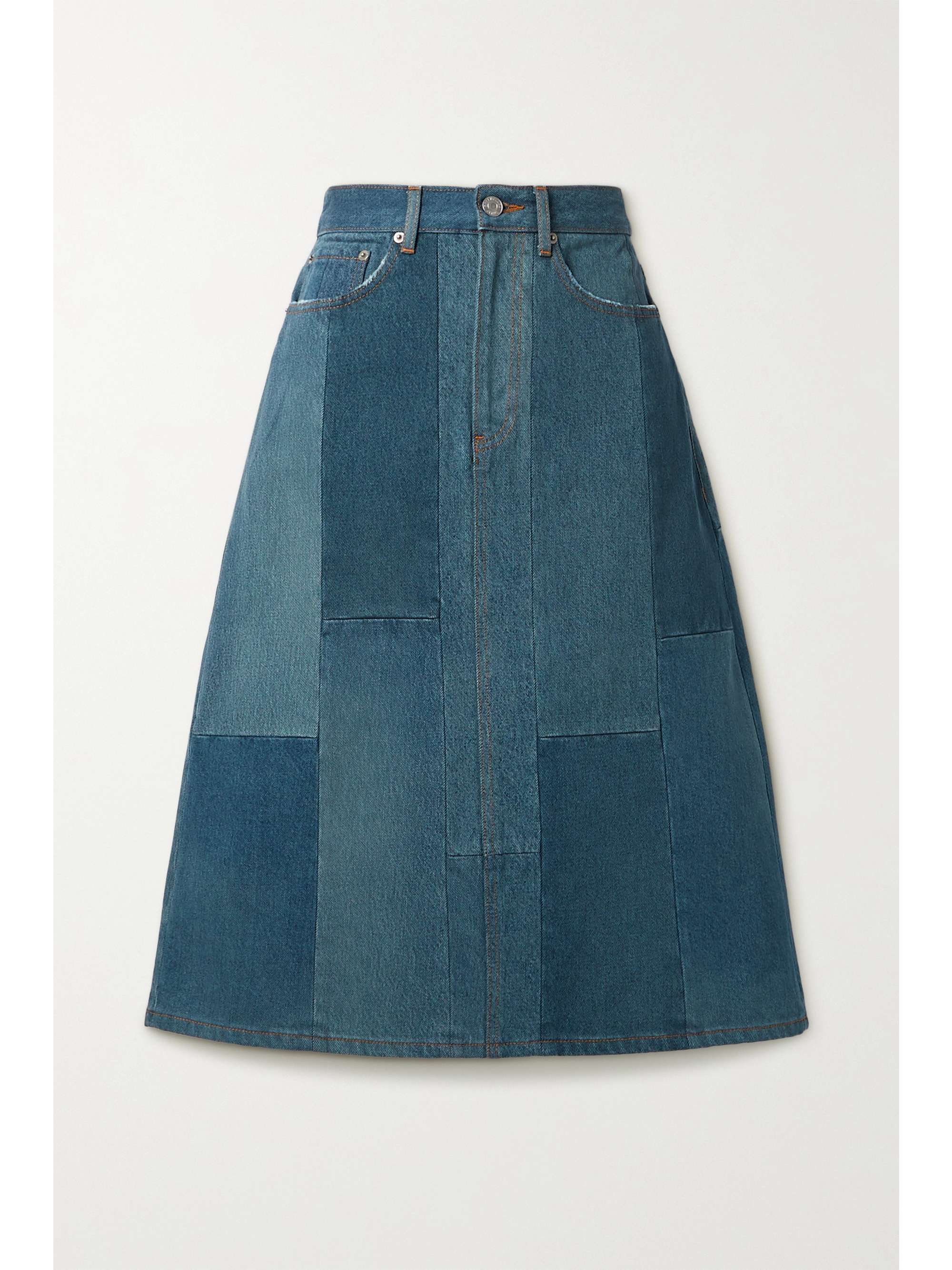 patchwork denim skirts