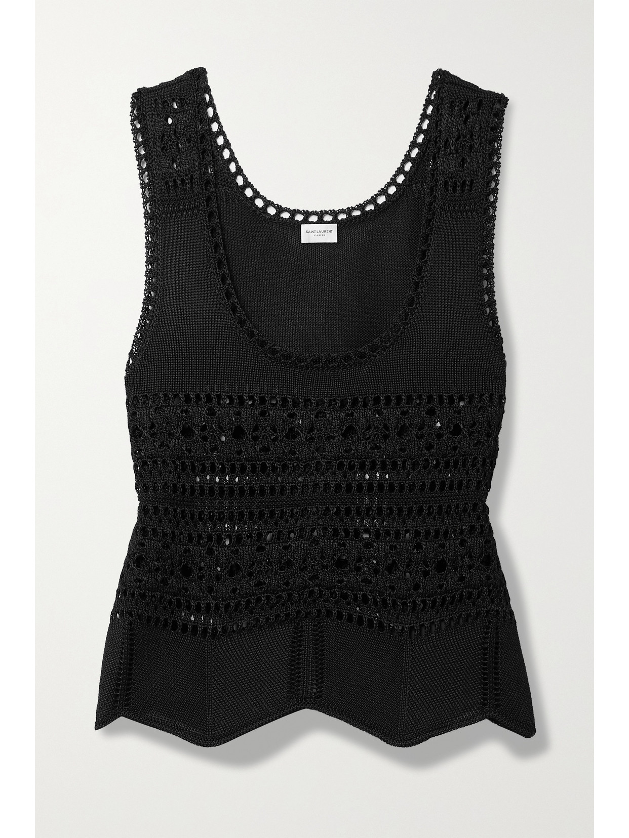 Saint Laurent Black Crochet Tank Top In Black