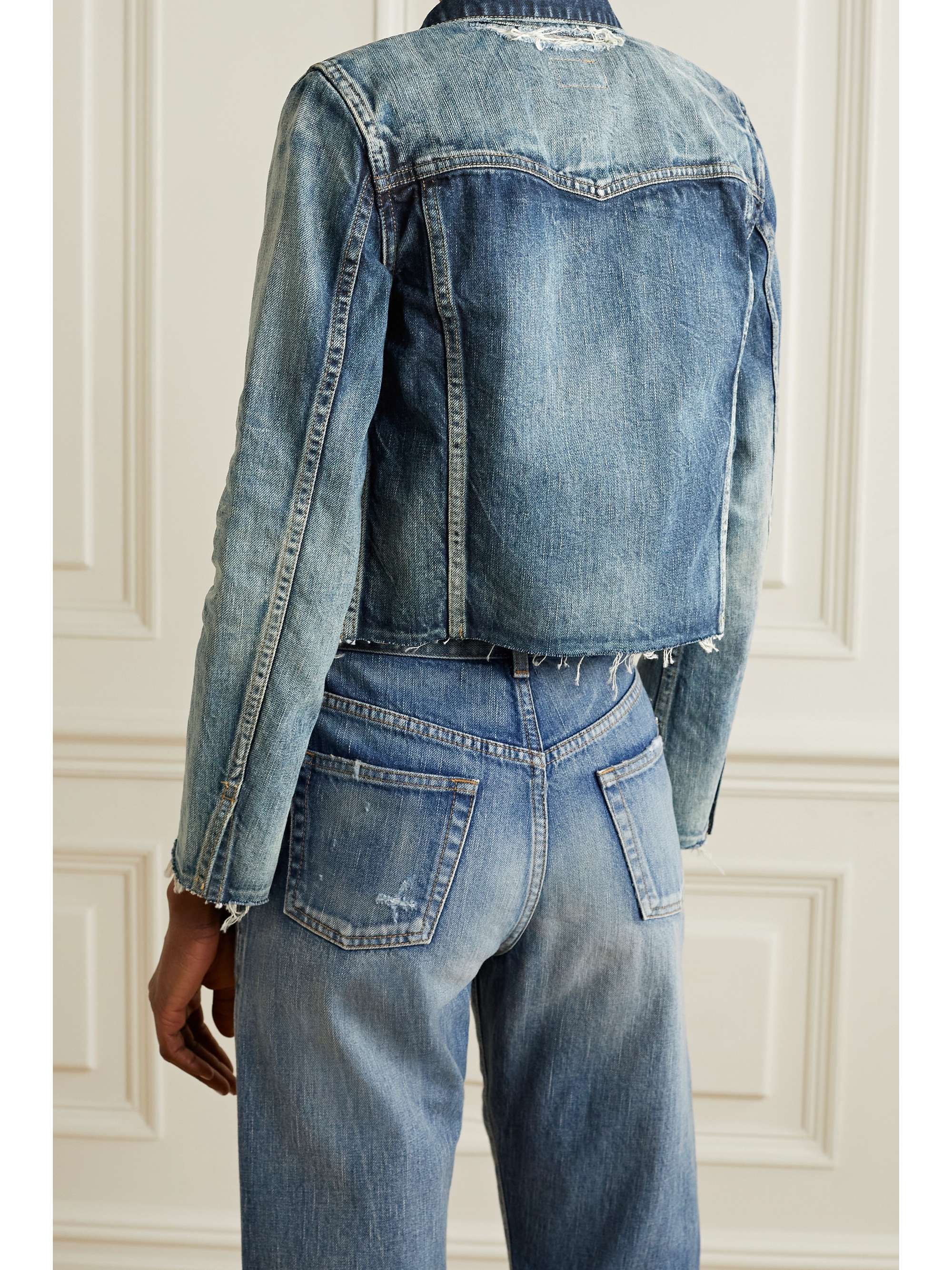 blue jean jacket distressed