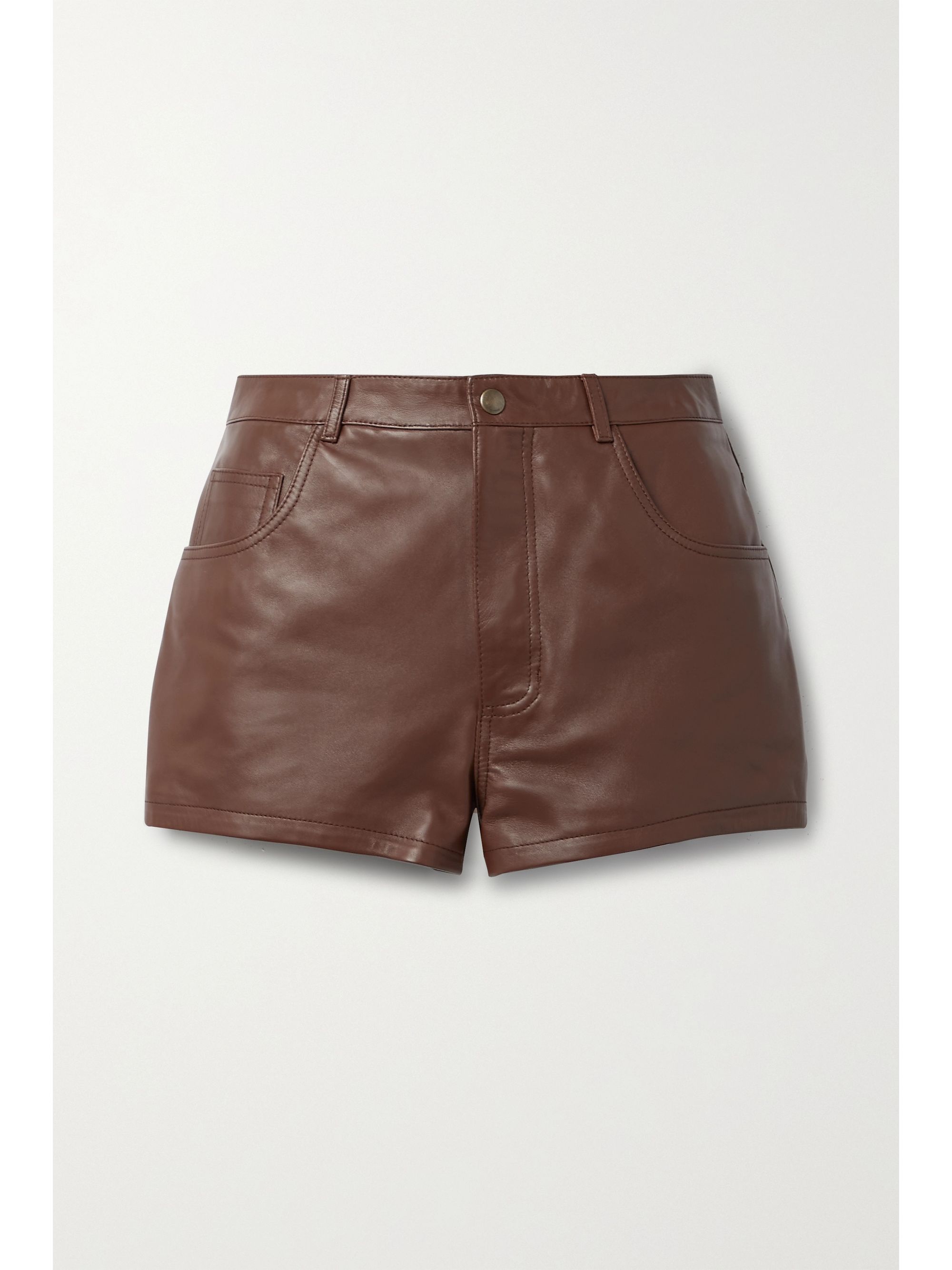 brown leather shorts