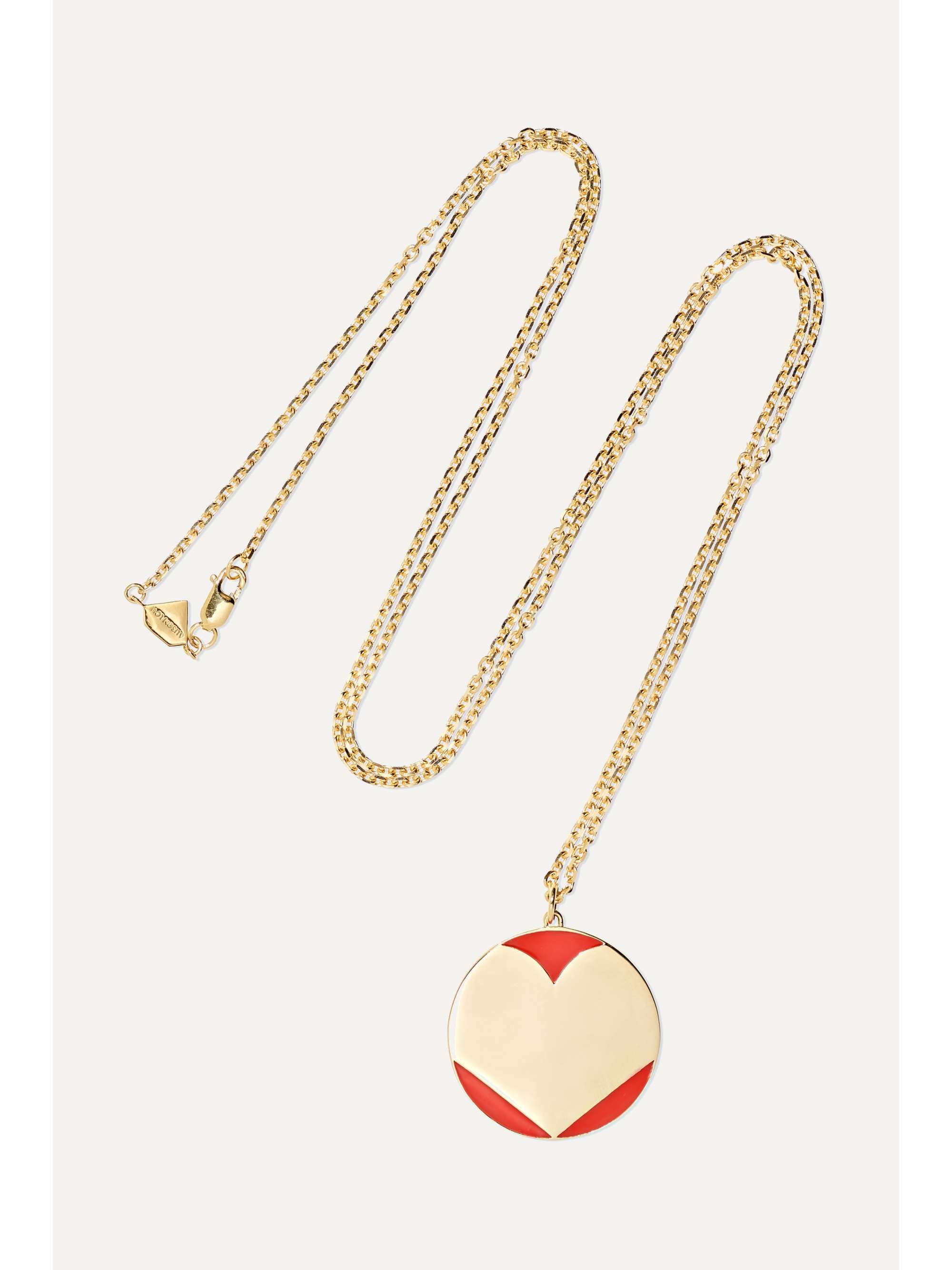 ALISON LOU Amour 14-karat gold and enamel necklace