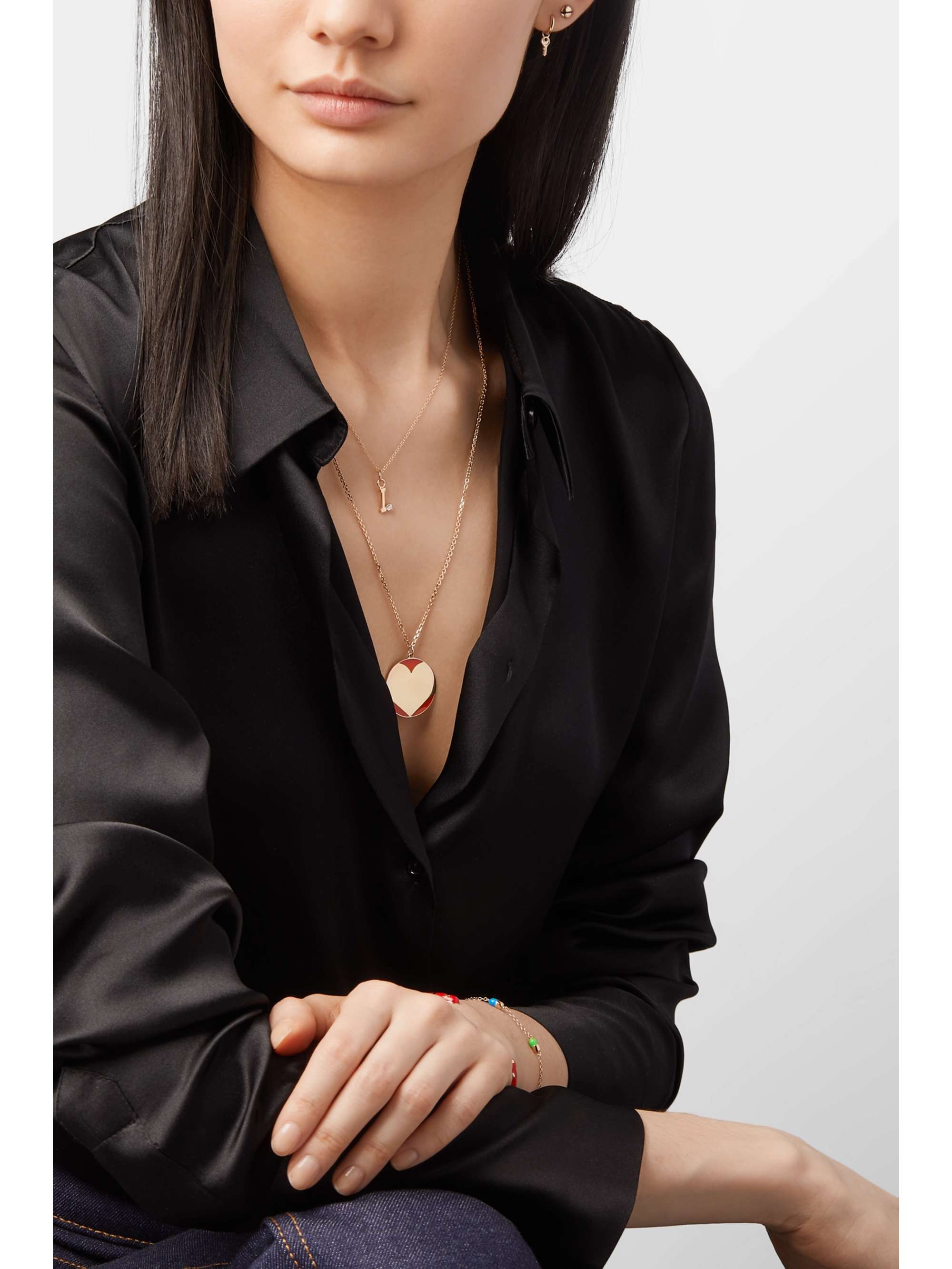 ALISON LOU Amour 14-karat gold and enamel necklace