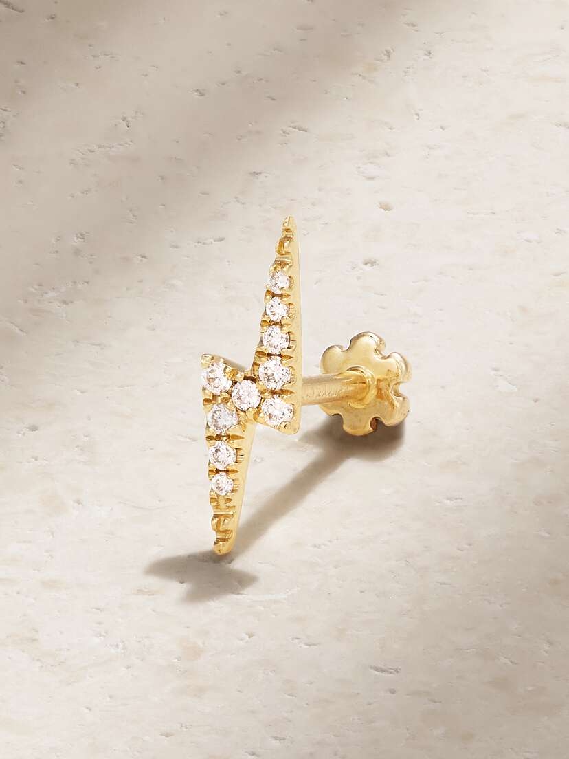 MARIA TASH Lightning Bolt 18-karat Gold Diamond Earring