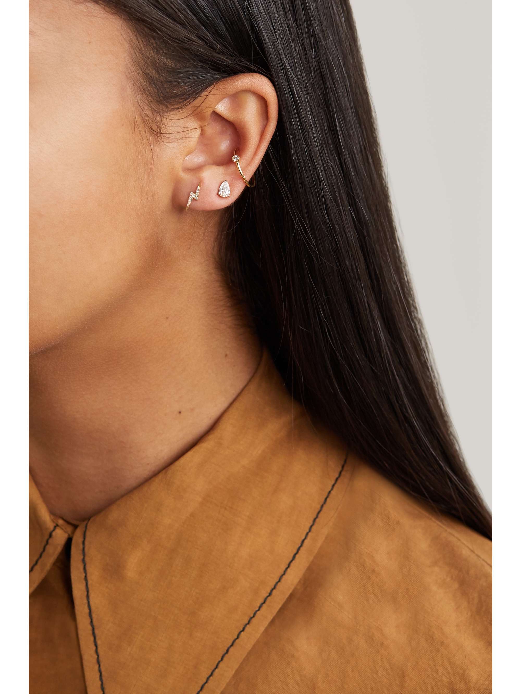 MARIA TASH Lightning Bolt 18-karat gold emerald single earring