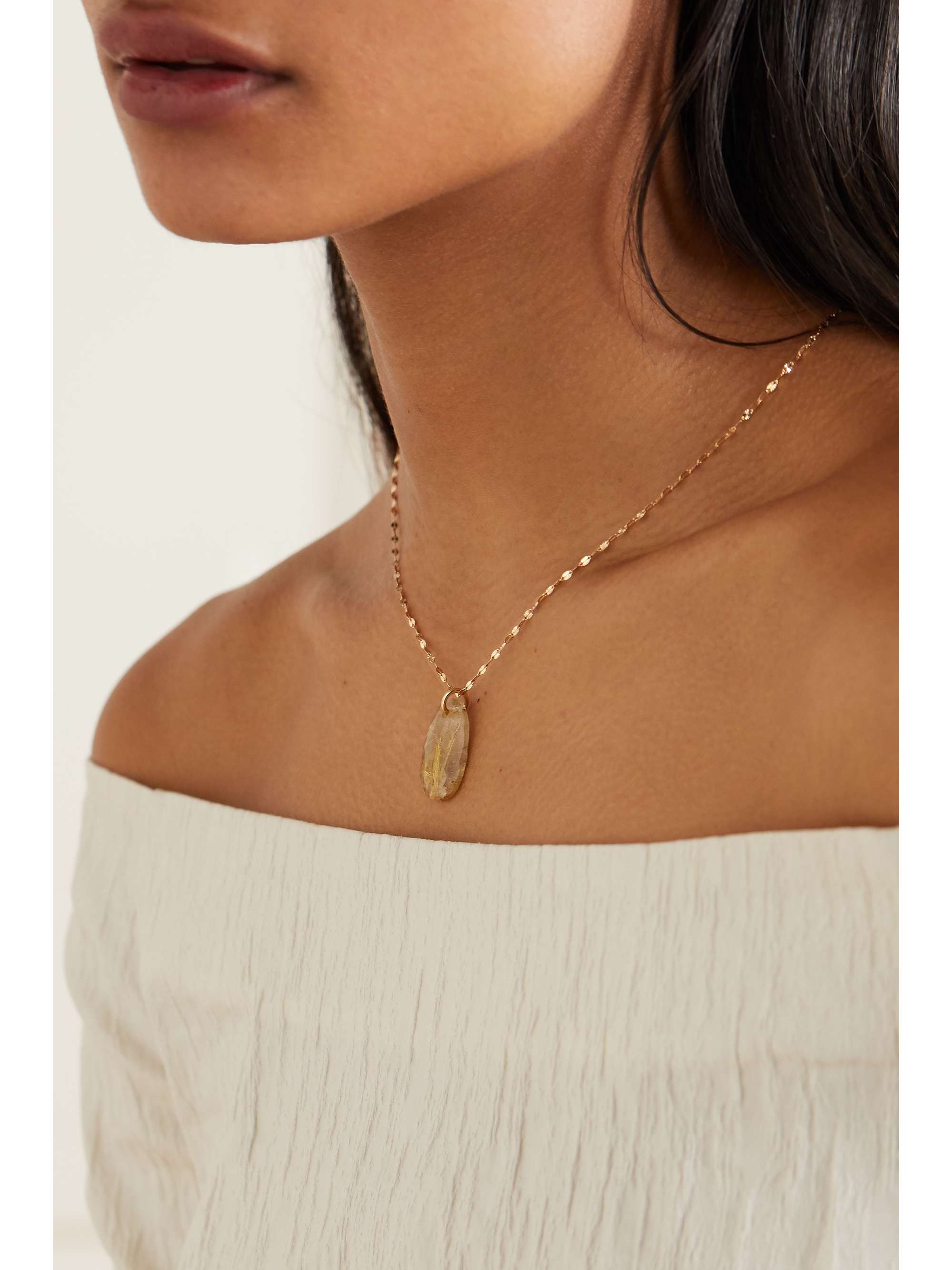 PASCALE MONVOISIN Gaia N°1 9 and 14-karat gold, quartz and diamond necklace