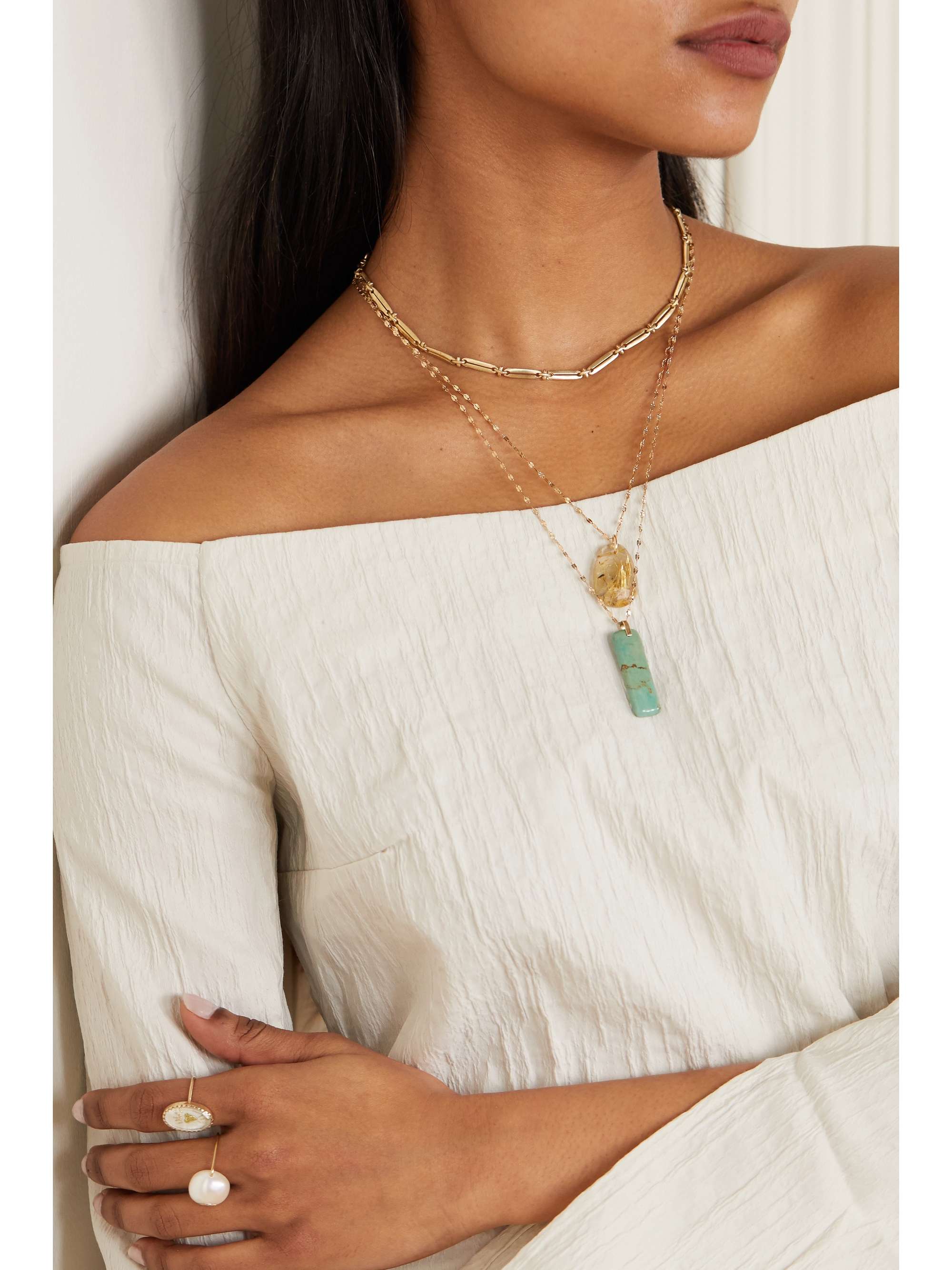 PASCALE MONVOISIN Gaia N°1 9 and 14-karat gold, quartz and diamond necklace