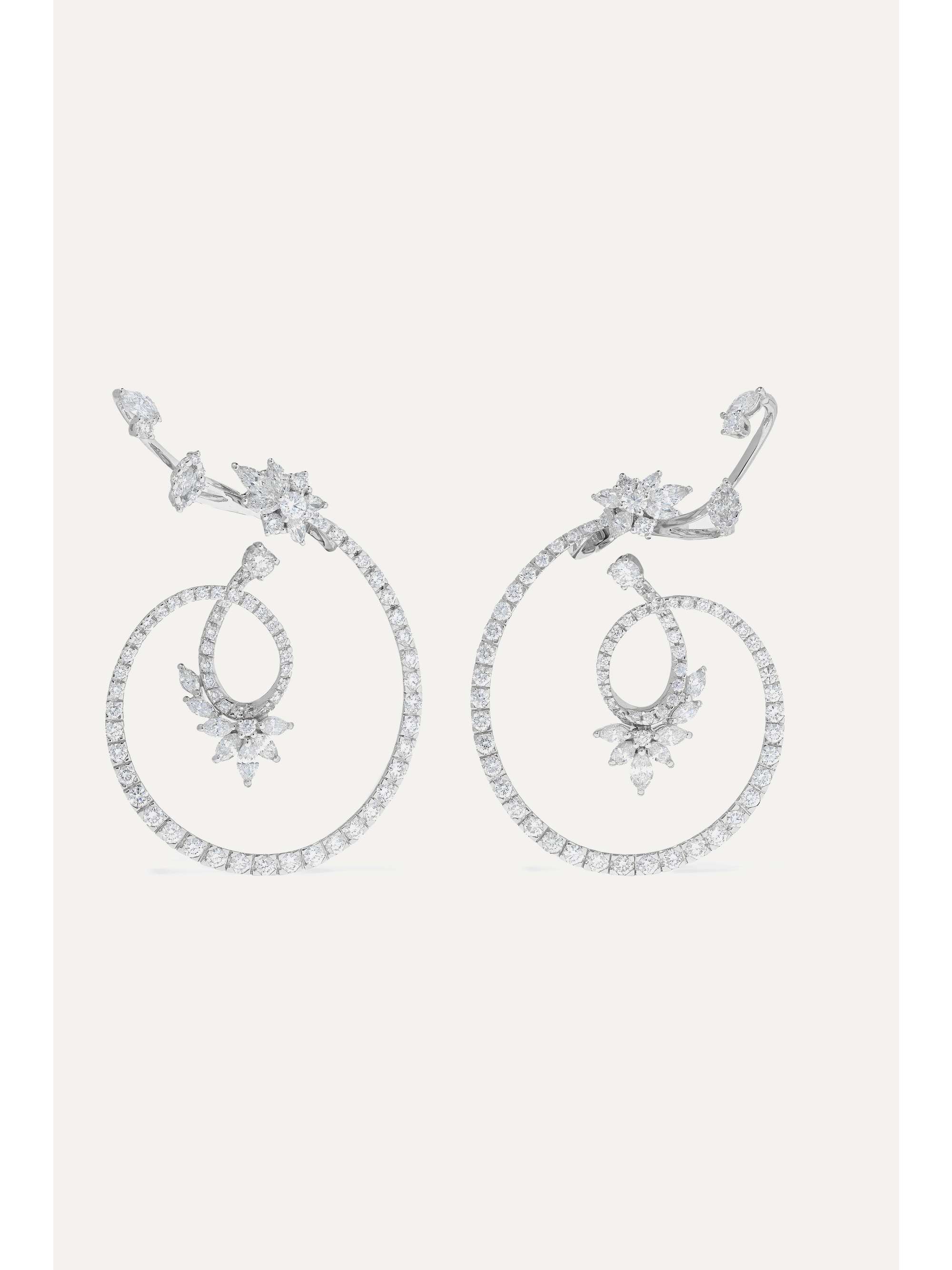 YEPREM 18-karat white gold diamond earrings