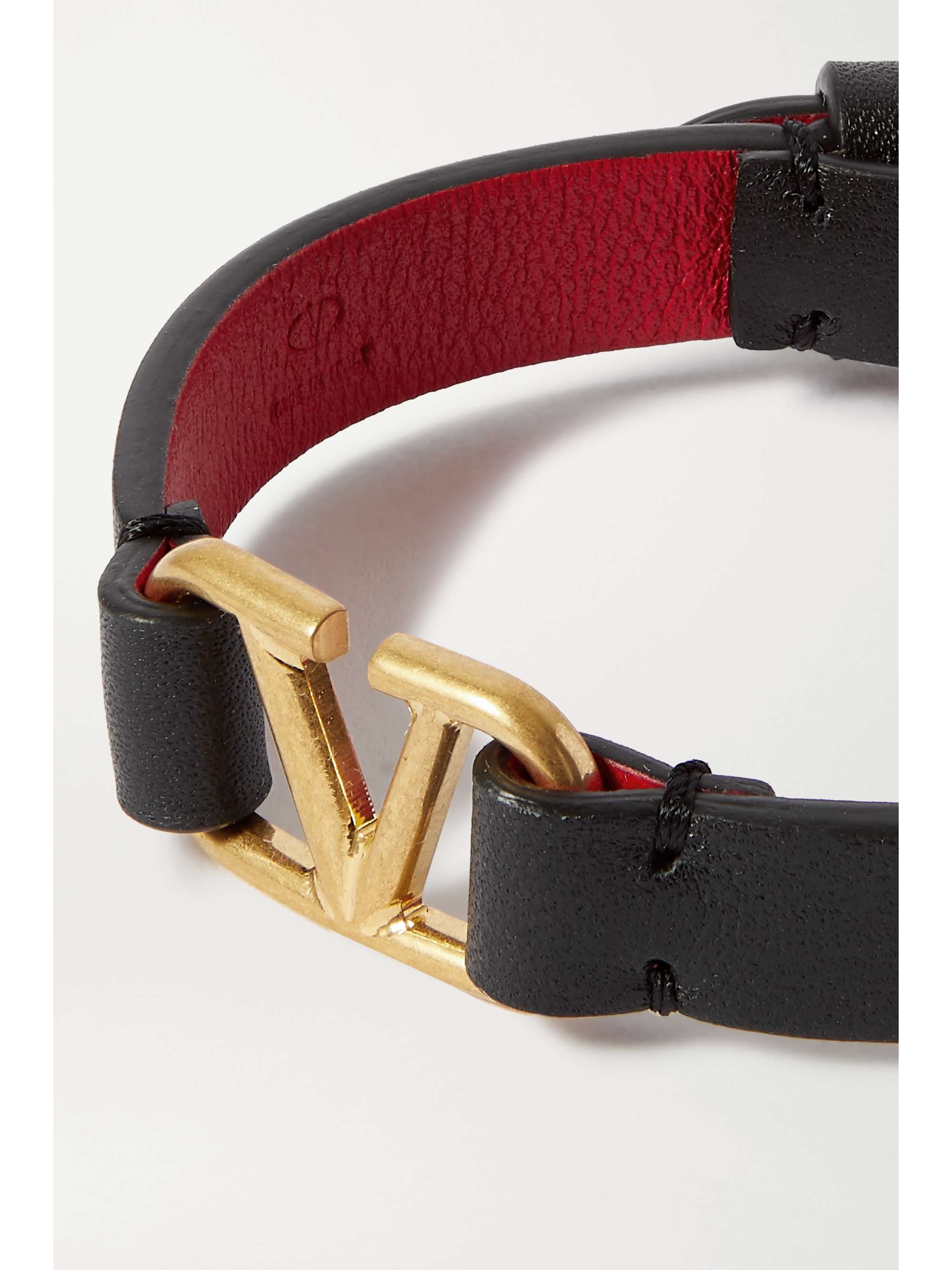 VALENTINO GARAVANI Leather and goldtone bracelet NETAPORTER