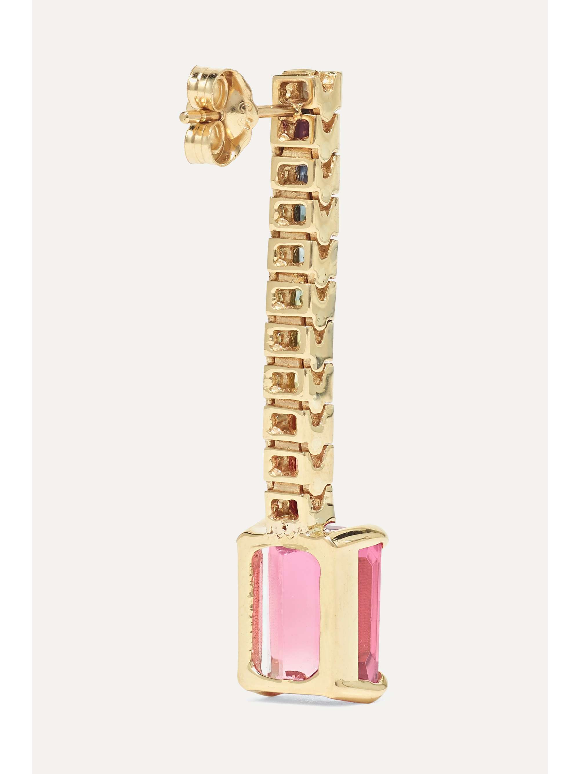 MATEO Somewhere Over the Rainbow 14-karat gold tourmaline and sapphire earrings