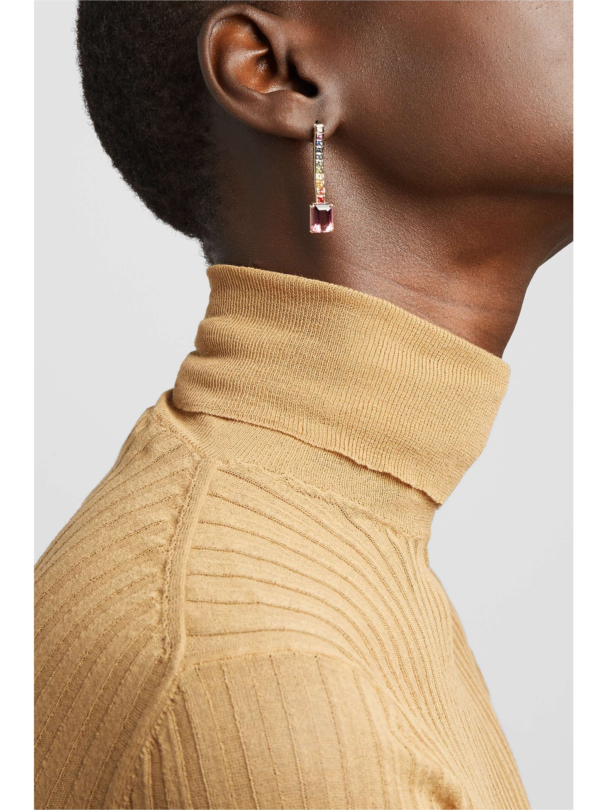 MATEO Somewhere Over the Rainbow 14-karat gold tourmaline and sapphire earrings