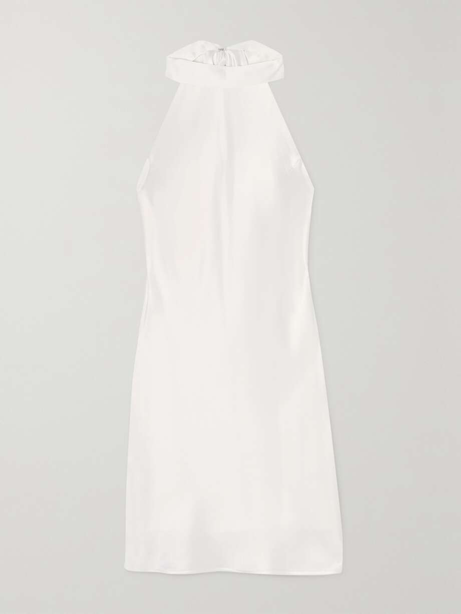 satin halterneck mini dress