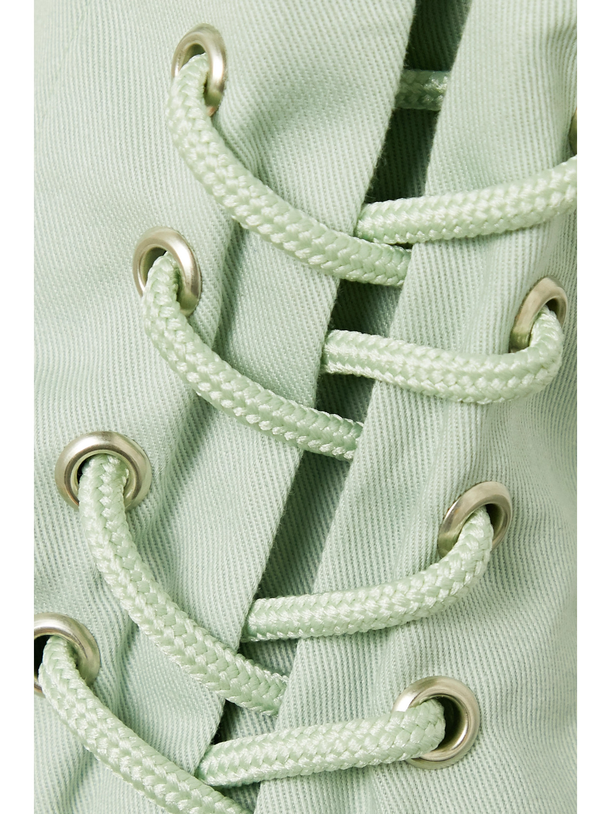 Paradised Arielle Lace-up Cotton-twill Tapered Pants In Mint