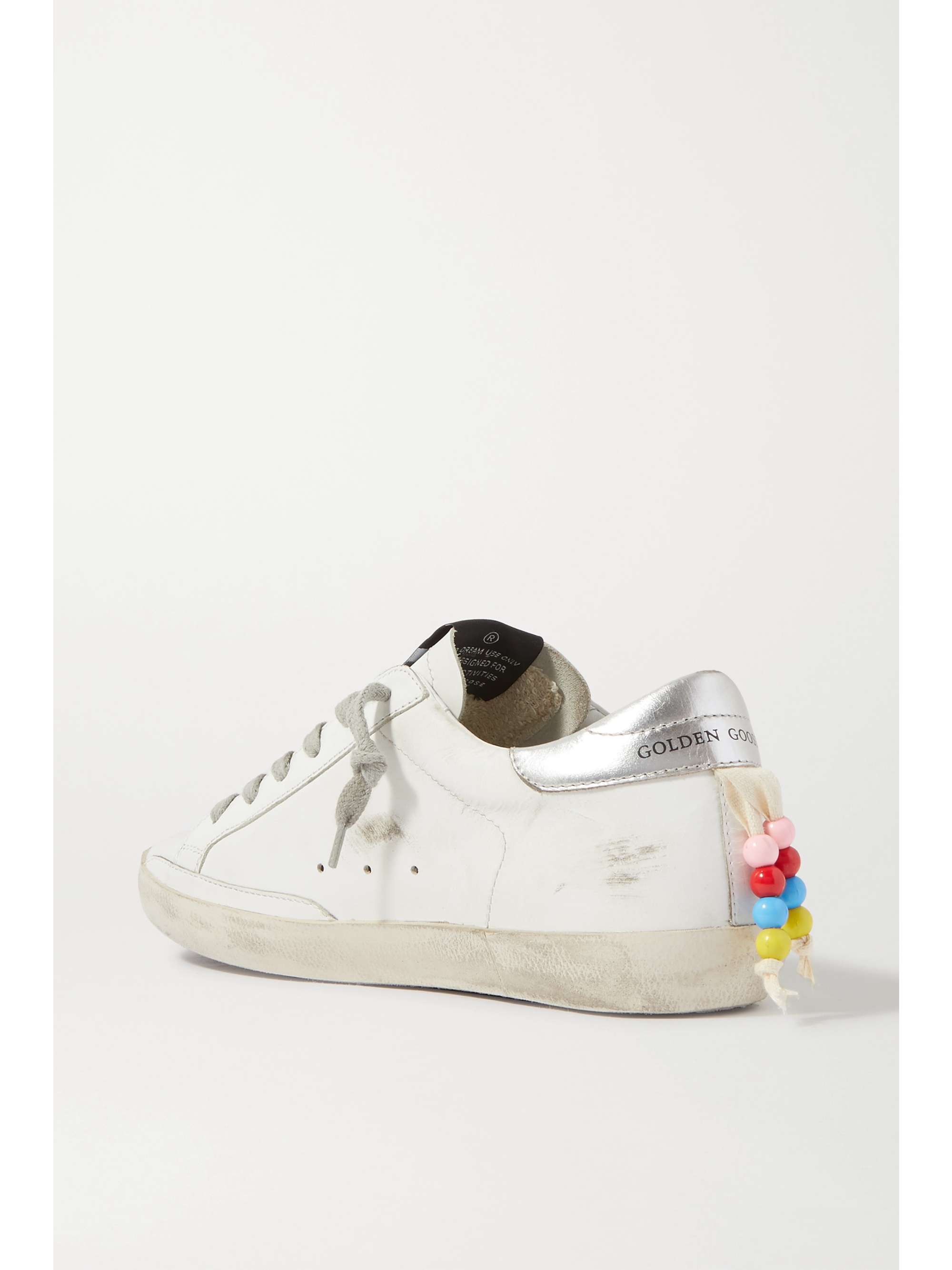 GOLDEN GOOSE Superstar bead-embellished distressed leather sneakers