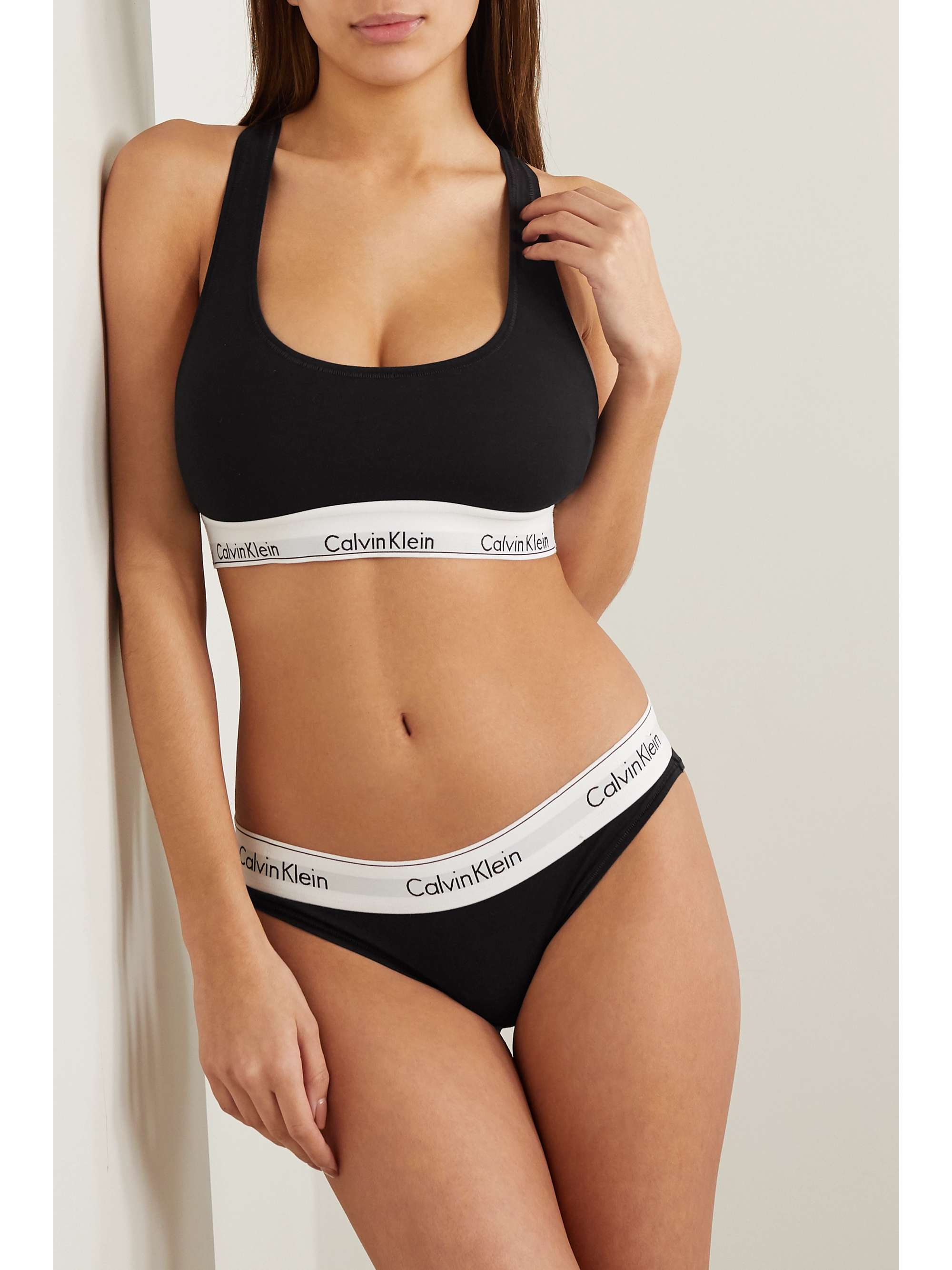 Black DD+ stretch-jersey bra | CALVIN | NET-A-PORTER