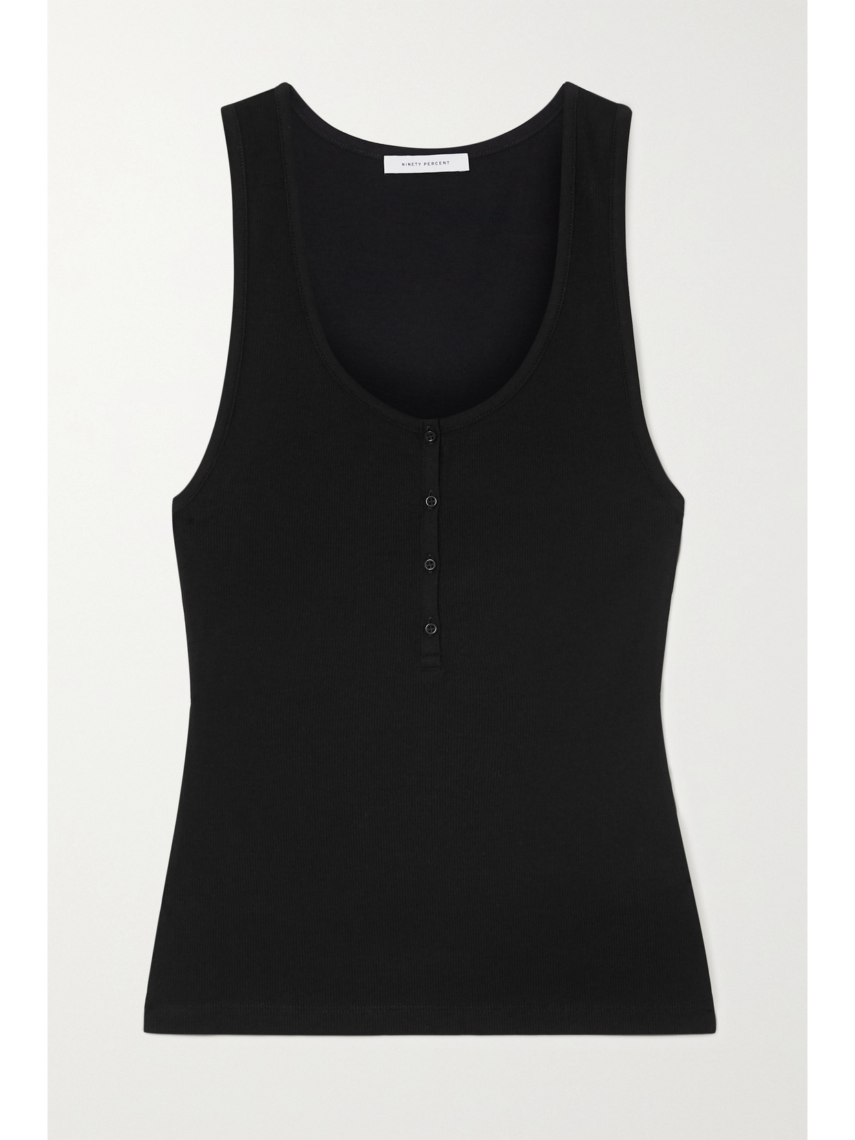 Ninety Percent - + Net Sustain Ribbed Stretch Organic Cotton Tank - Black