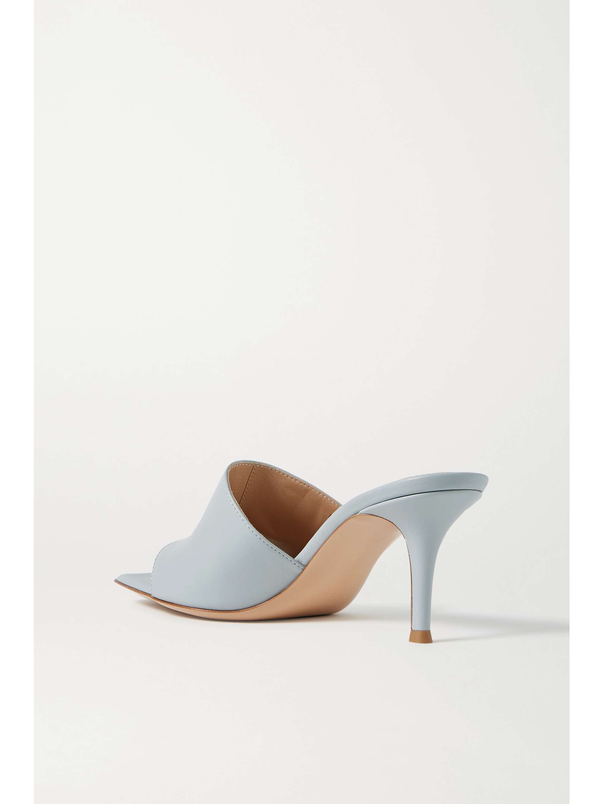 gianvito rossi 70 leather trimmed fishnet mules