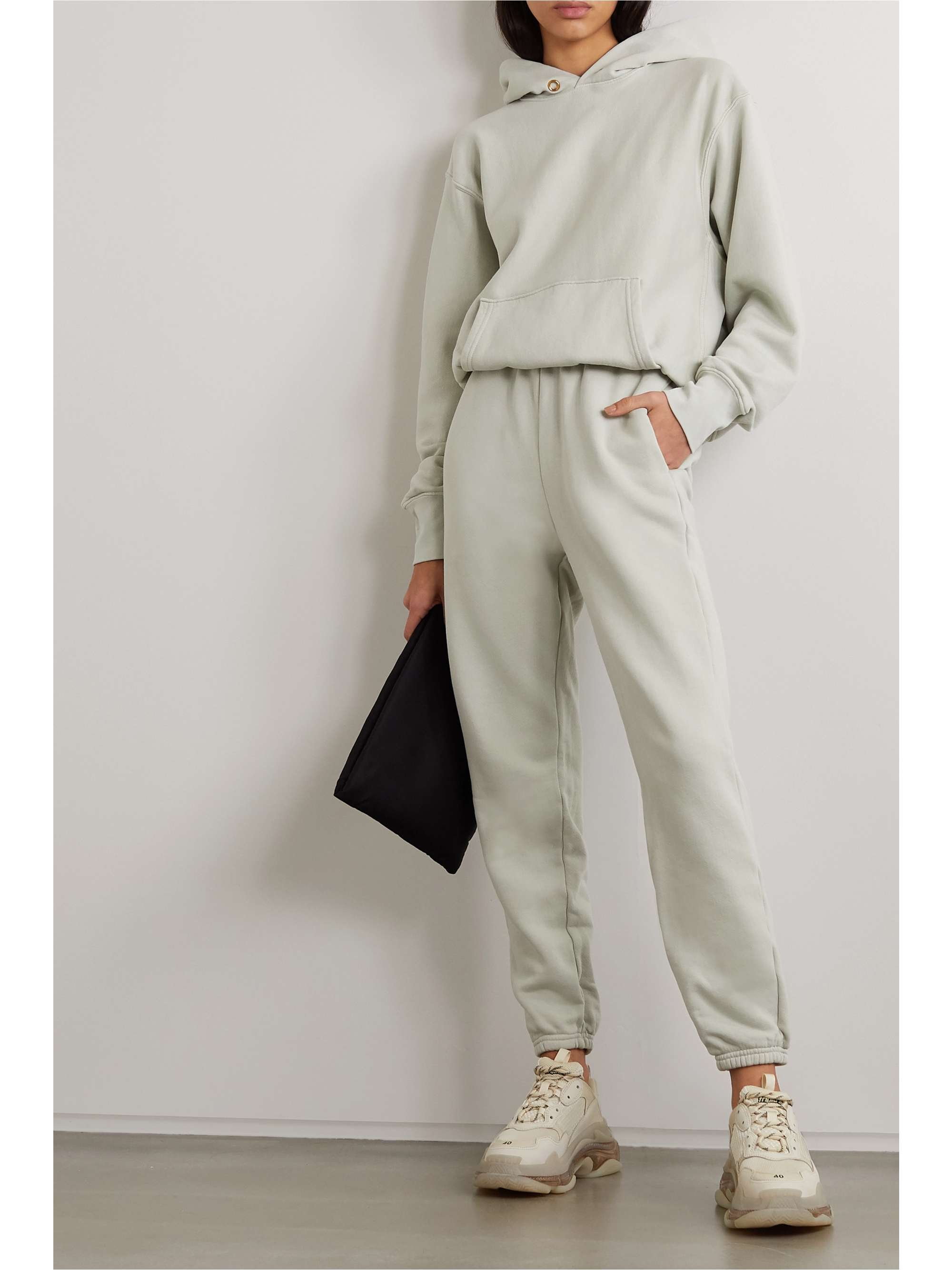 Green Cotton-jersey track pants | LES 