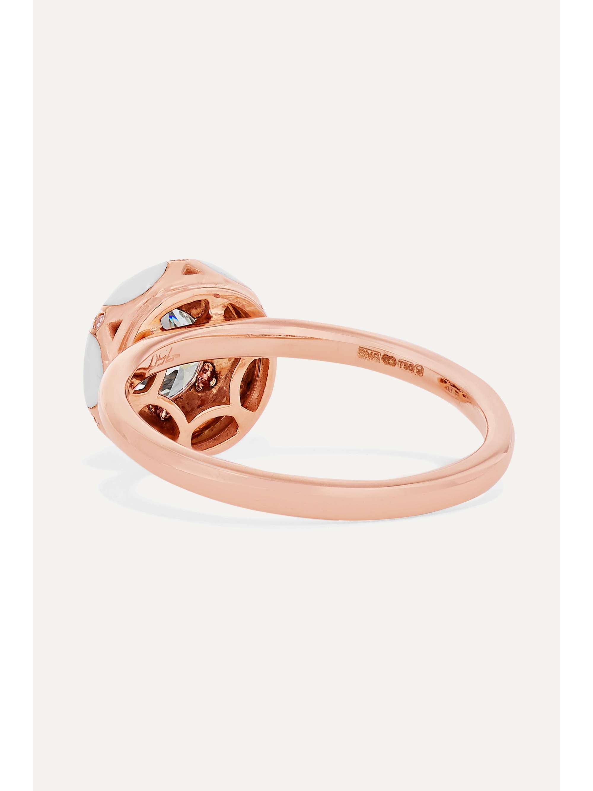 SELIM MOUZANNAR 18-karat rose gold, enamel and diamond ring