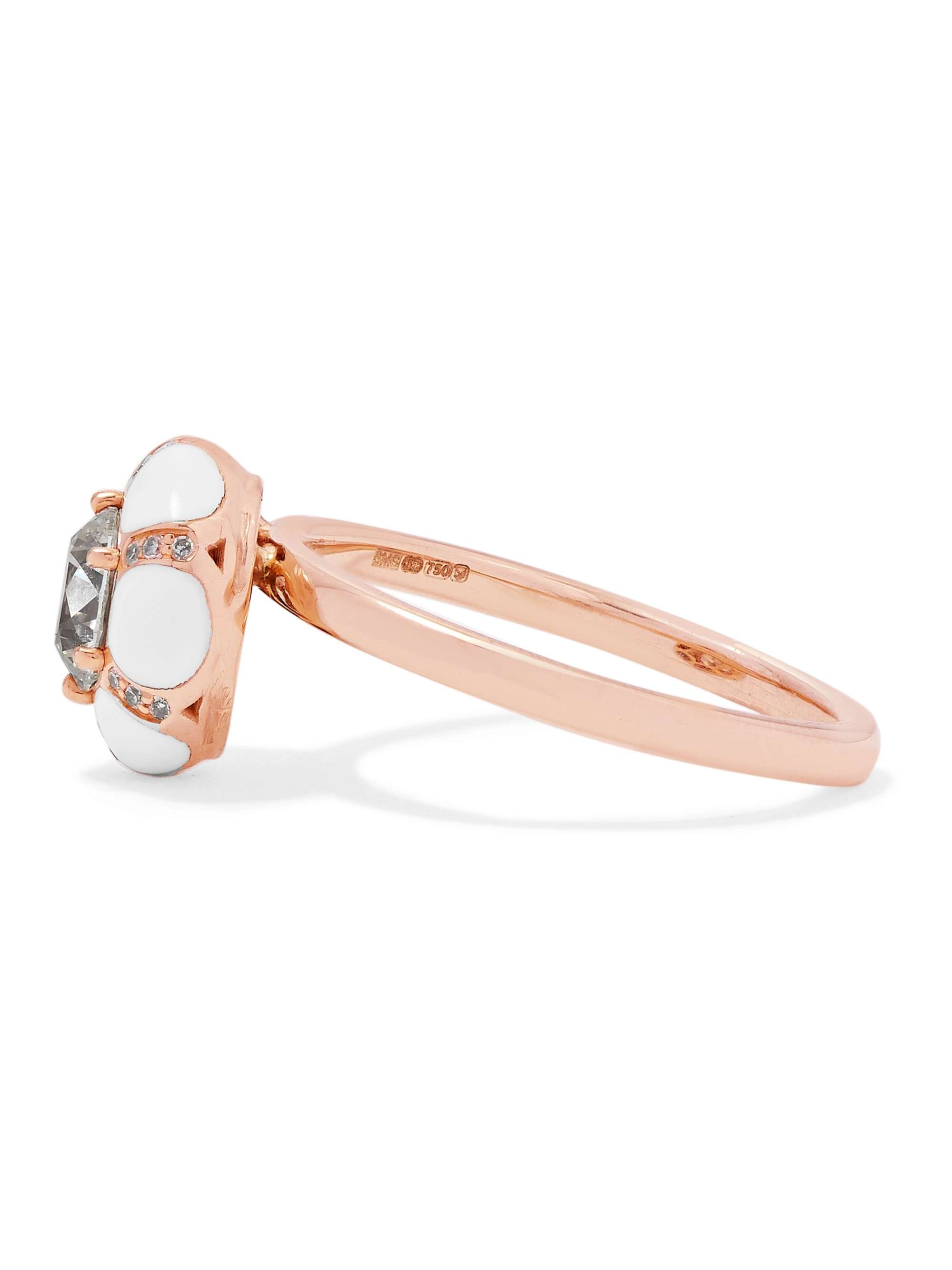 SELIM MOUZANNAR 18-karat rose gold, enamel and diamond ring