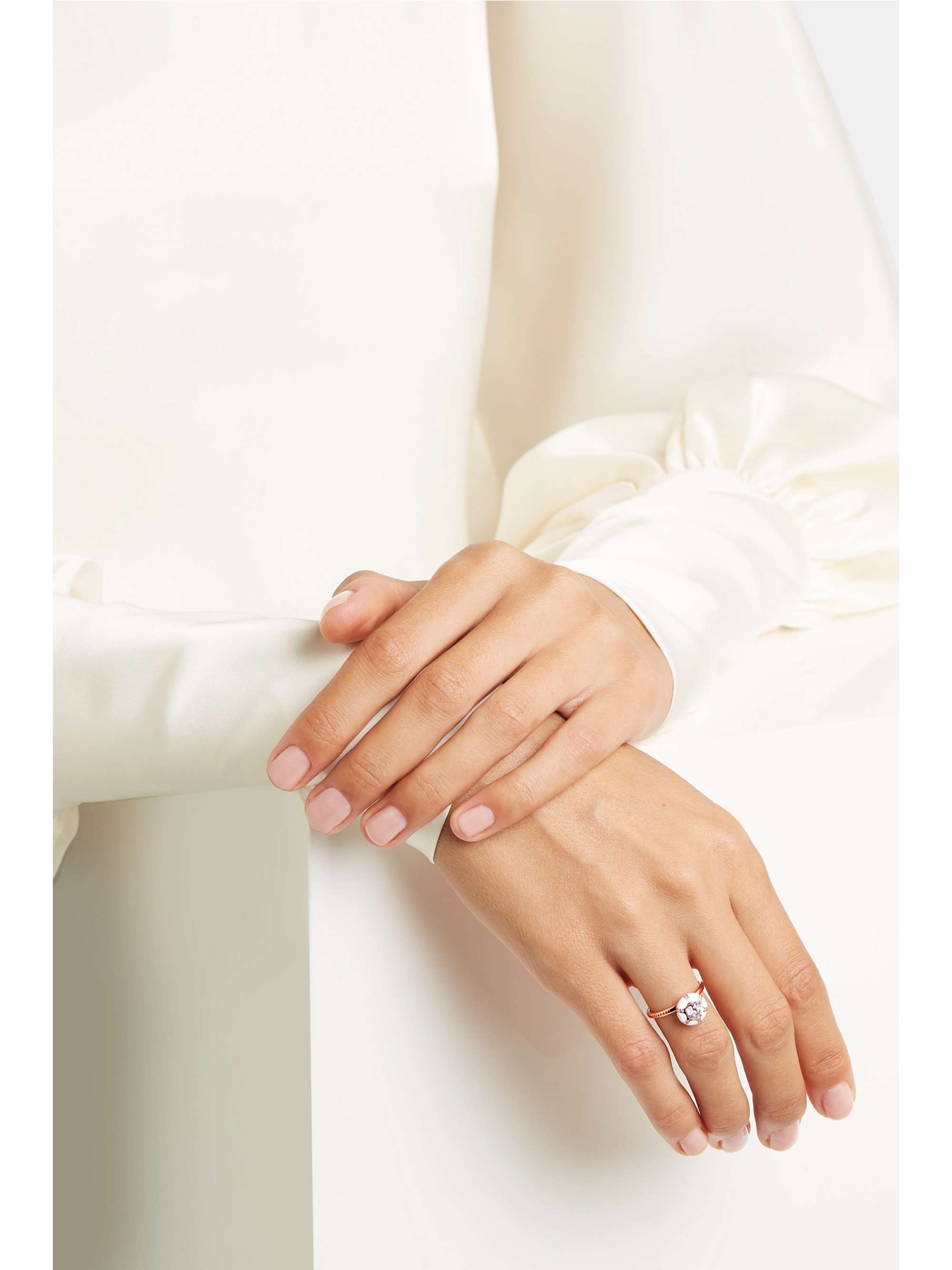 SELIM MOUZANNAR 18-karat rose gold, enamel and diamond ring