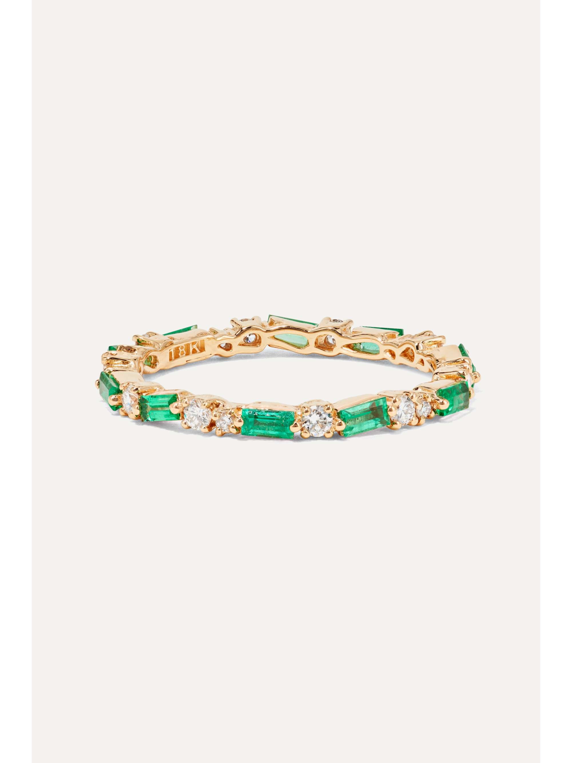 SUZANNE KALAN 18-karat gold, emerald and diamond ring
