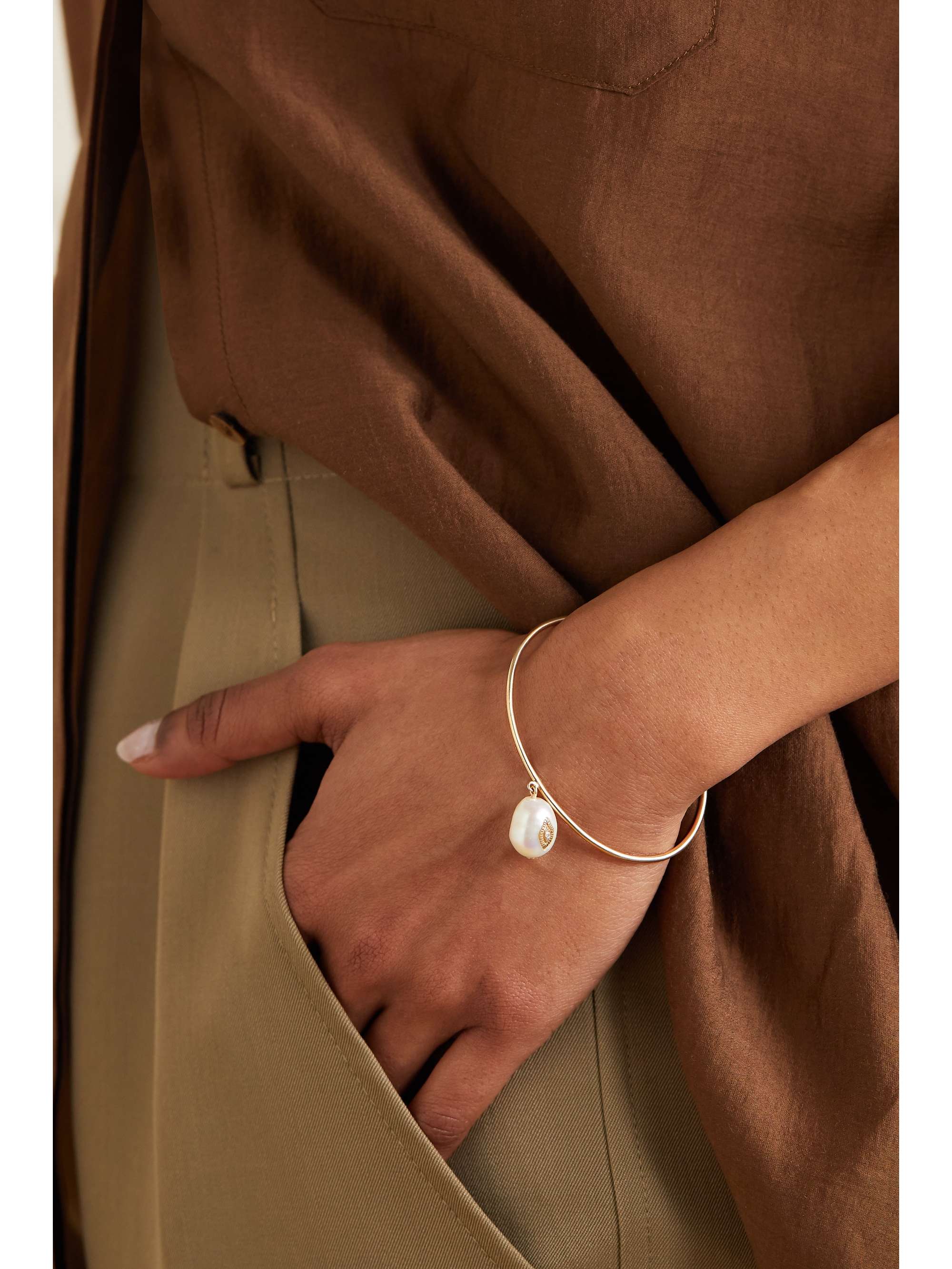 PASCALE MONVOISIN Charlie 9-karat gold, pearl and diamond bracelet