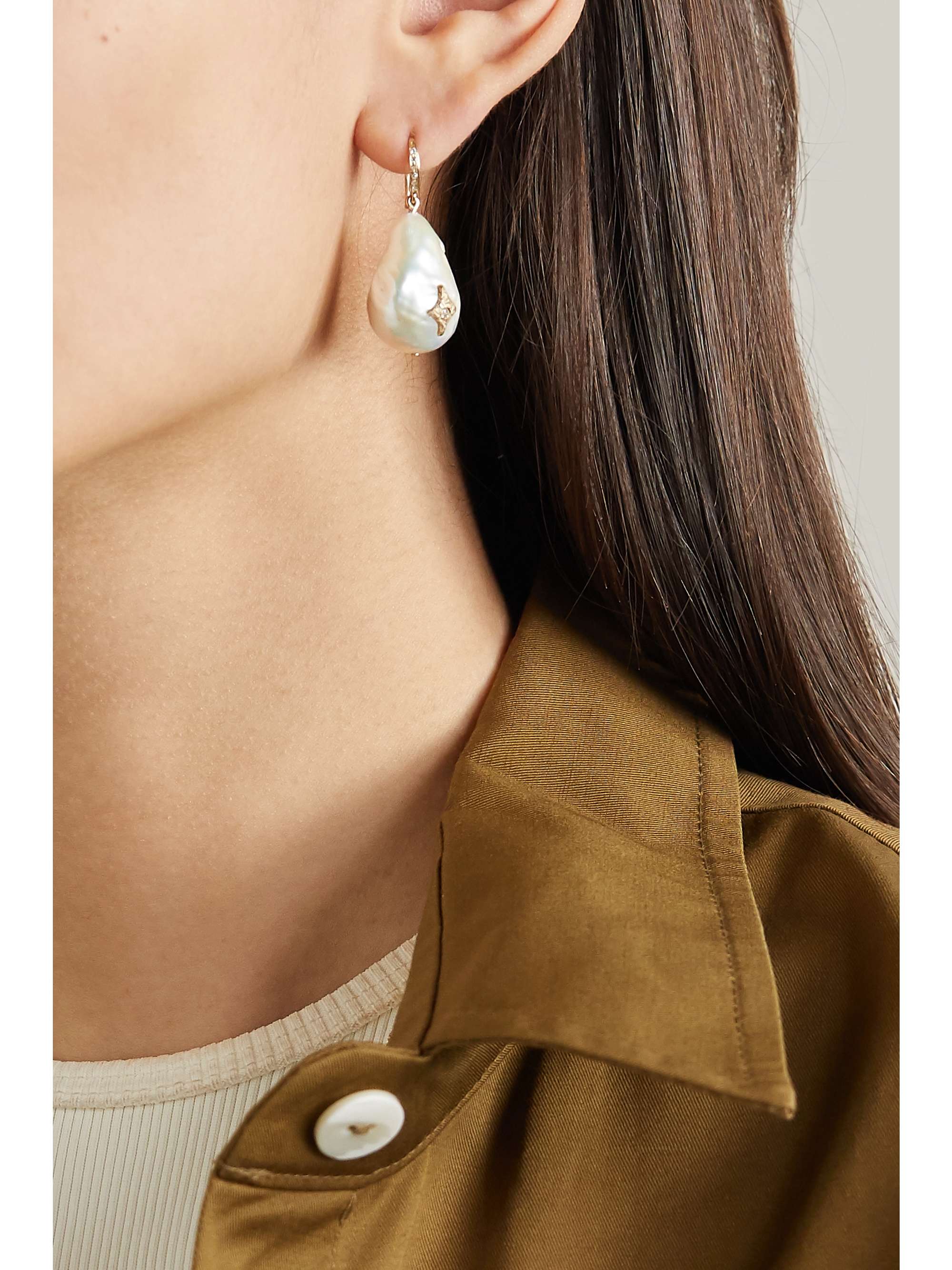 PASCALE MONVOISIN Charlie N°2 9-karat gold, pearl and diamond earring