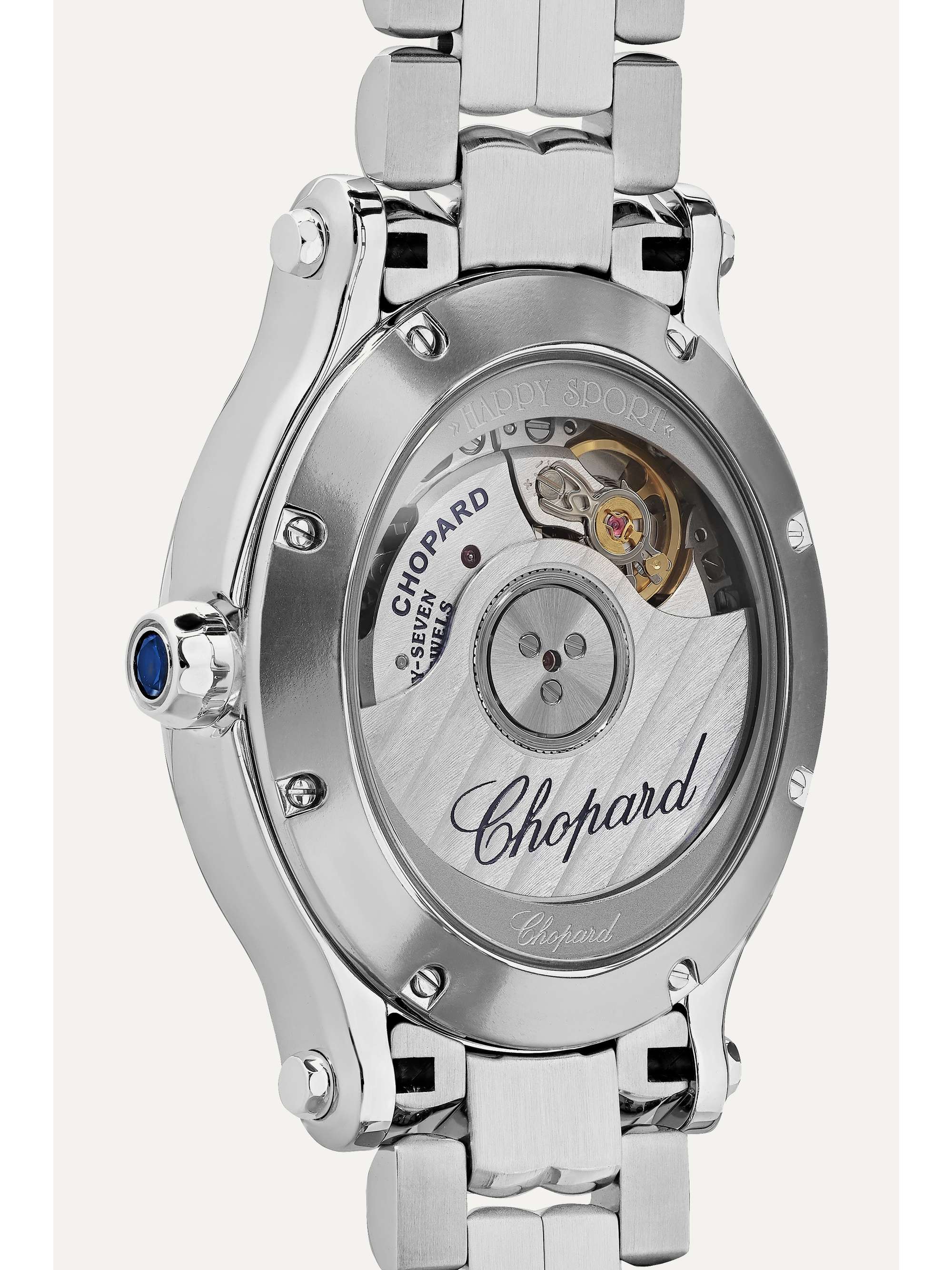 CHOPARD Happy Sport Oval Automatic 29 mm Uhr aus Edelstahl mit Diamanten