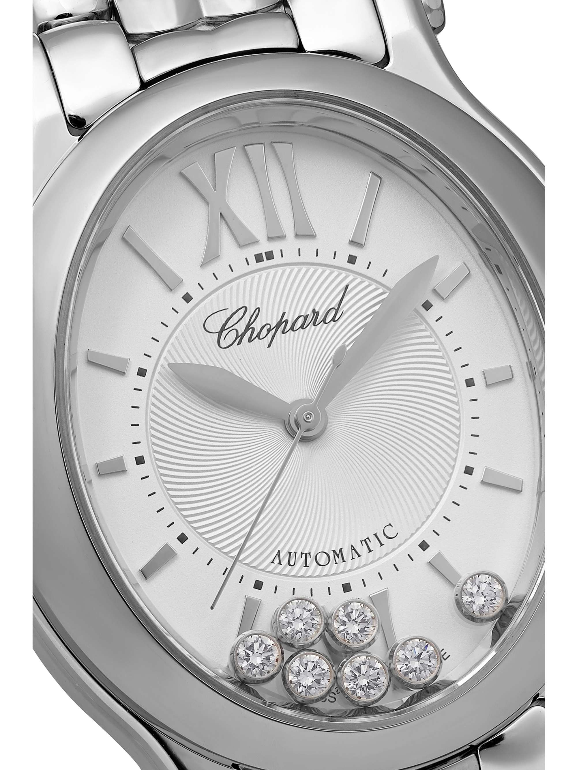 CHOPARD Happy Sport Oval Automatic 29 mm Uhr aus Edelstahl mit Diamanten