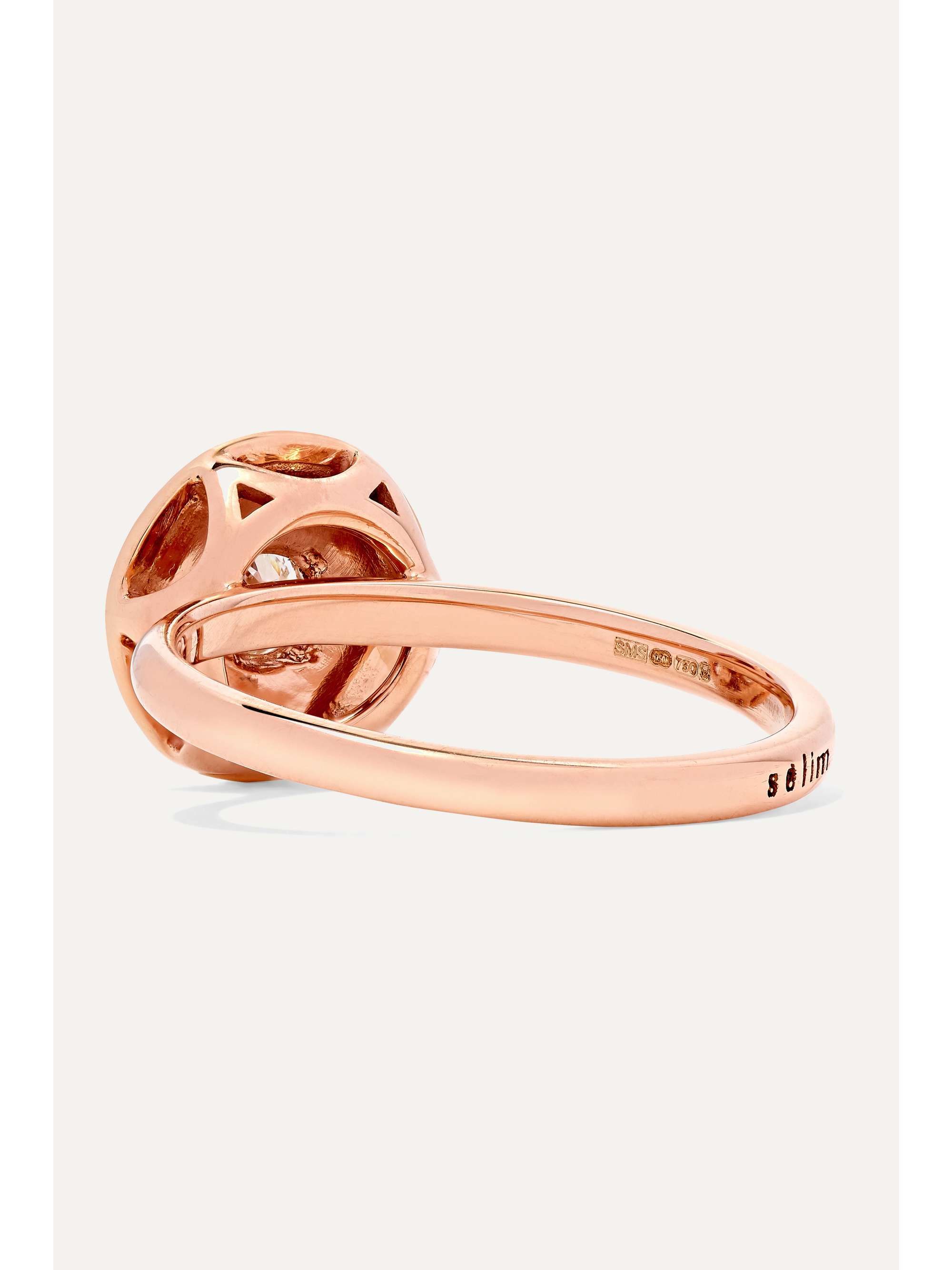 SELIM MOUZANNAR 18-karat rose gold, enamel and diamond ring