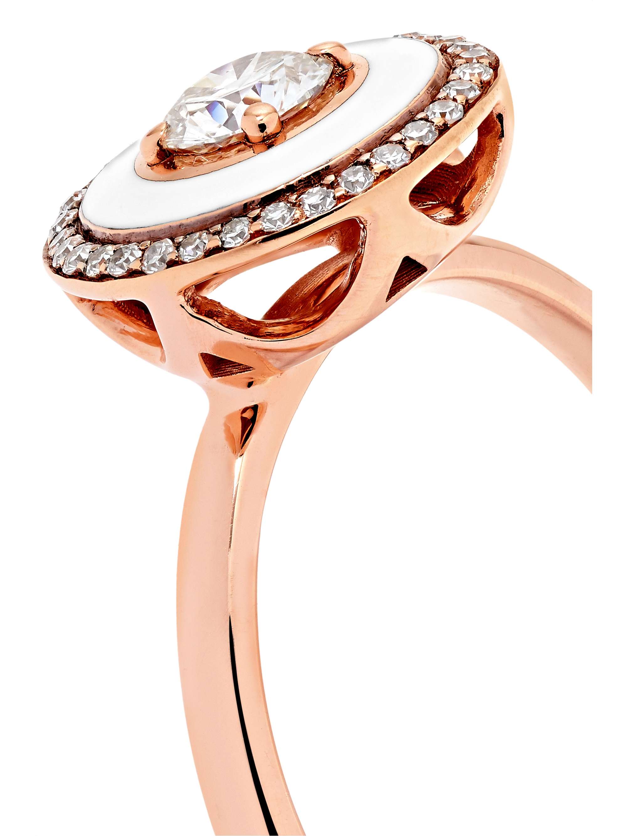 SELIM MOUZANNAR 18-karat rose gold, enamel and diamond ring