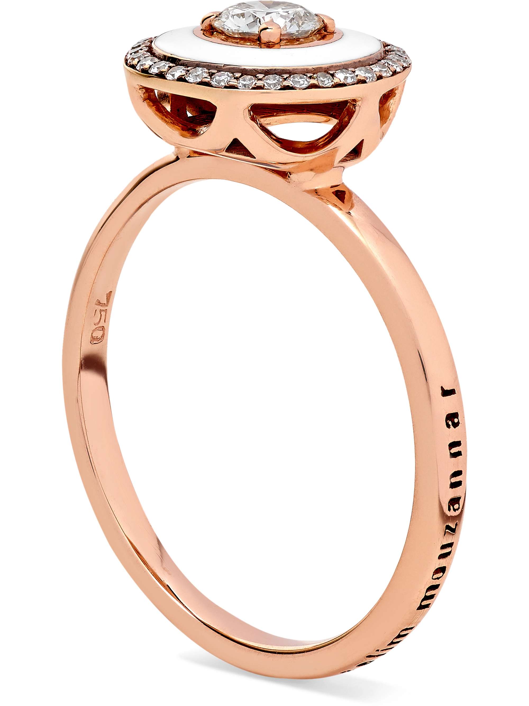 SELIM MOUZANNAR 18-karat rose gold, enamel and diamond ring