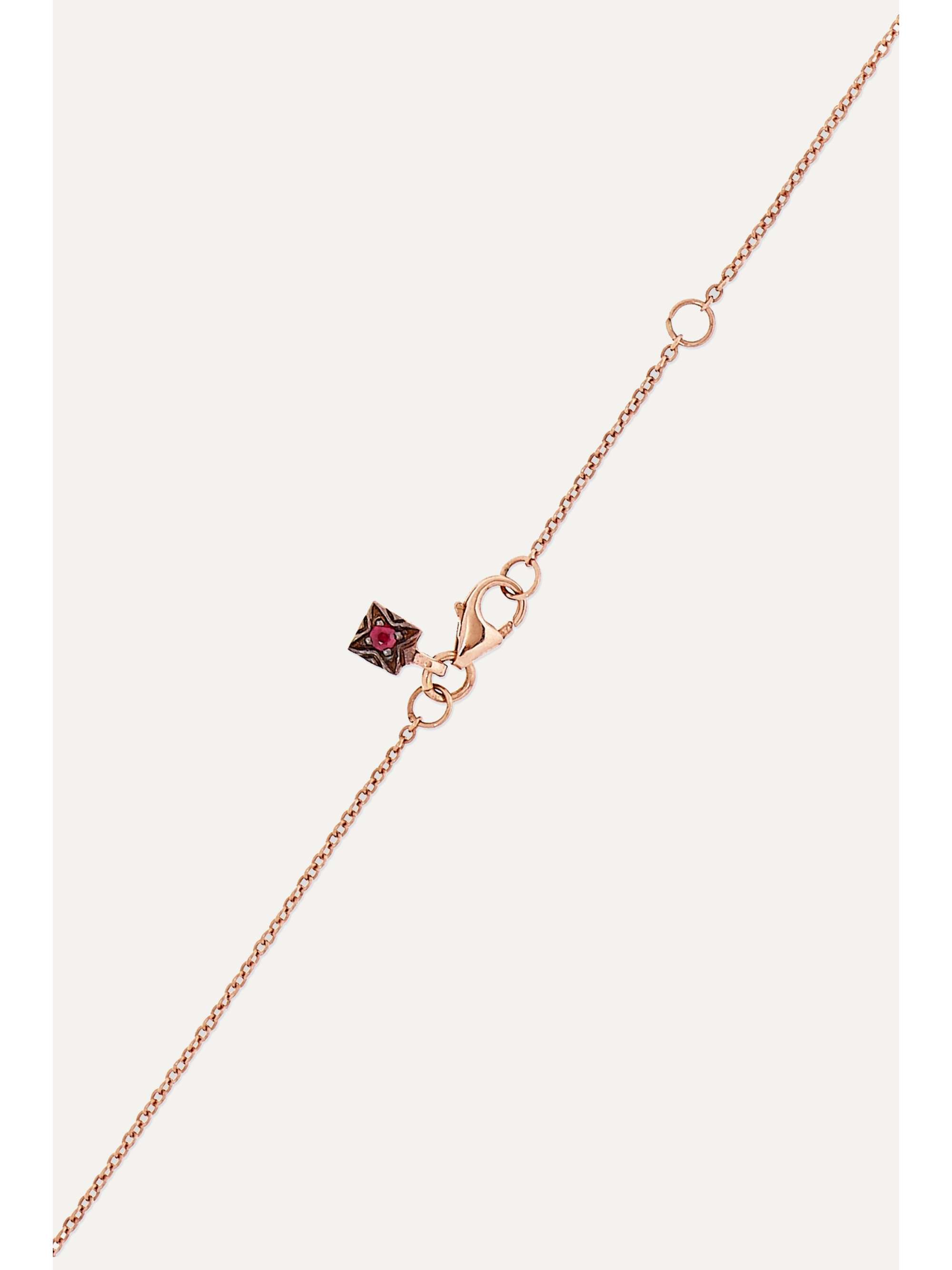 SELIM MOUZANNAR Fish For Love 18-karat rose gold, enamel, diamond and ruby necklace