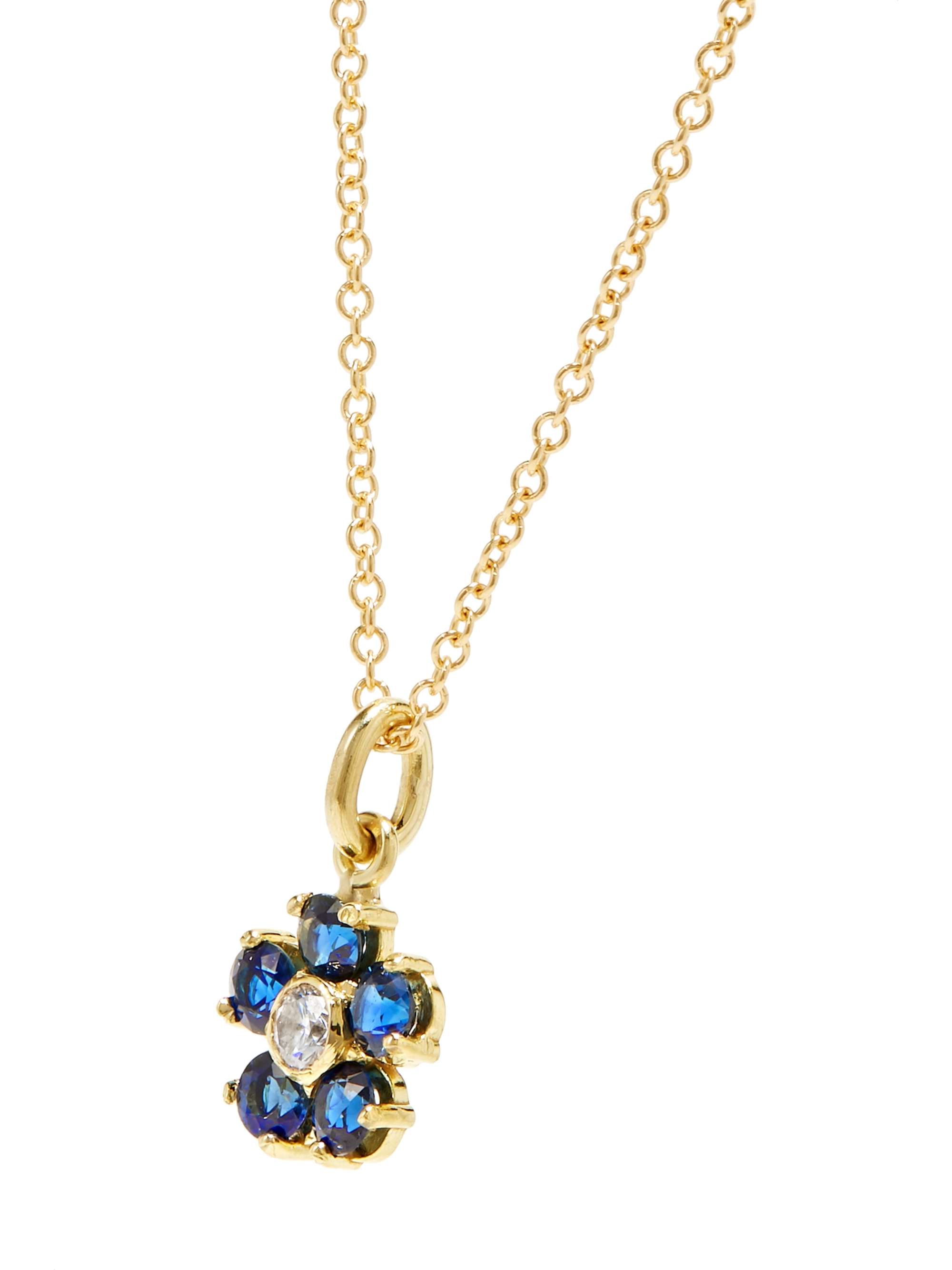 JENNIFER MEYER Large Flower 18-karat gold, sapphire and diamond necklace