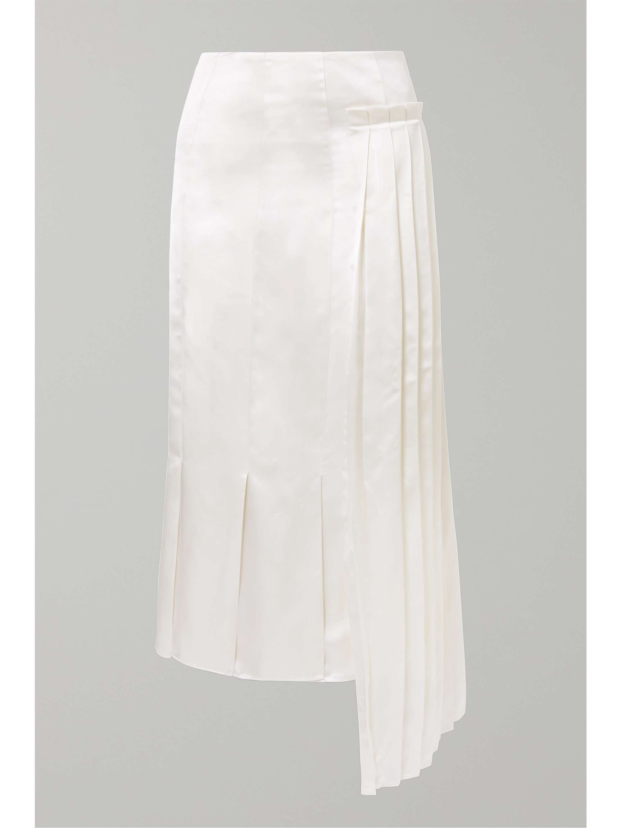 ivory pleated leather skirt