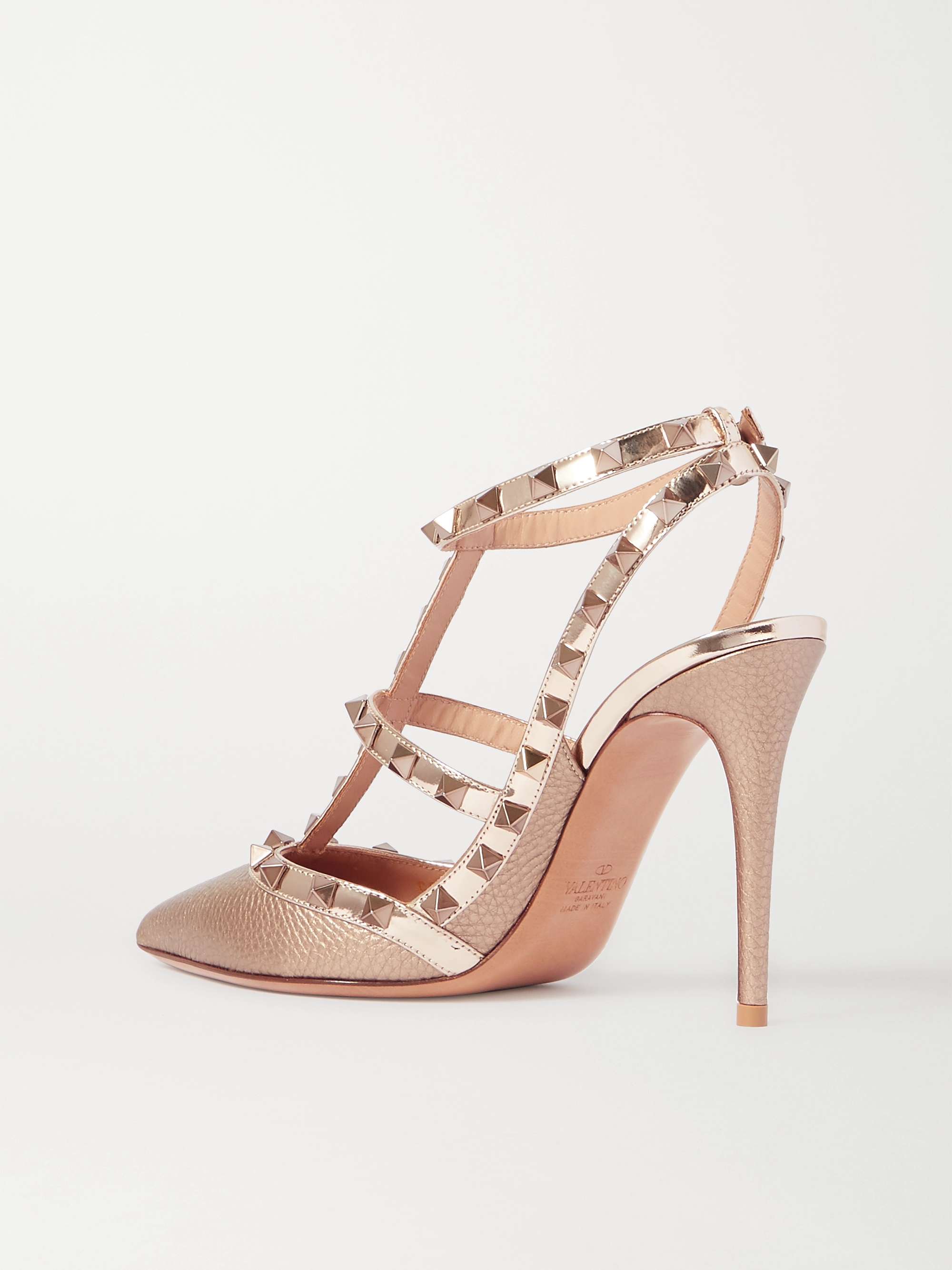 VALENTINO GARAVANI Rockstud 105 metallic textured-leather pumps | NET-A ...