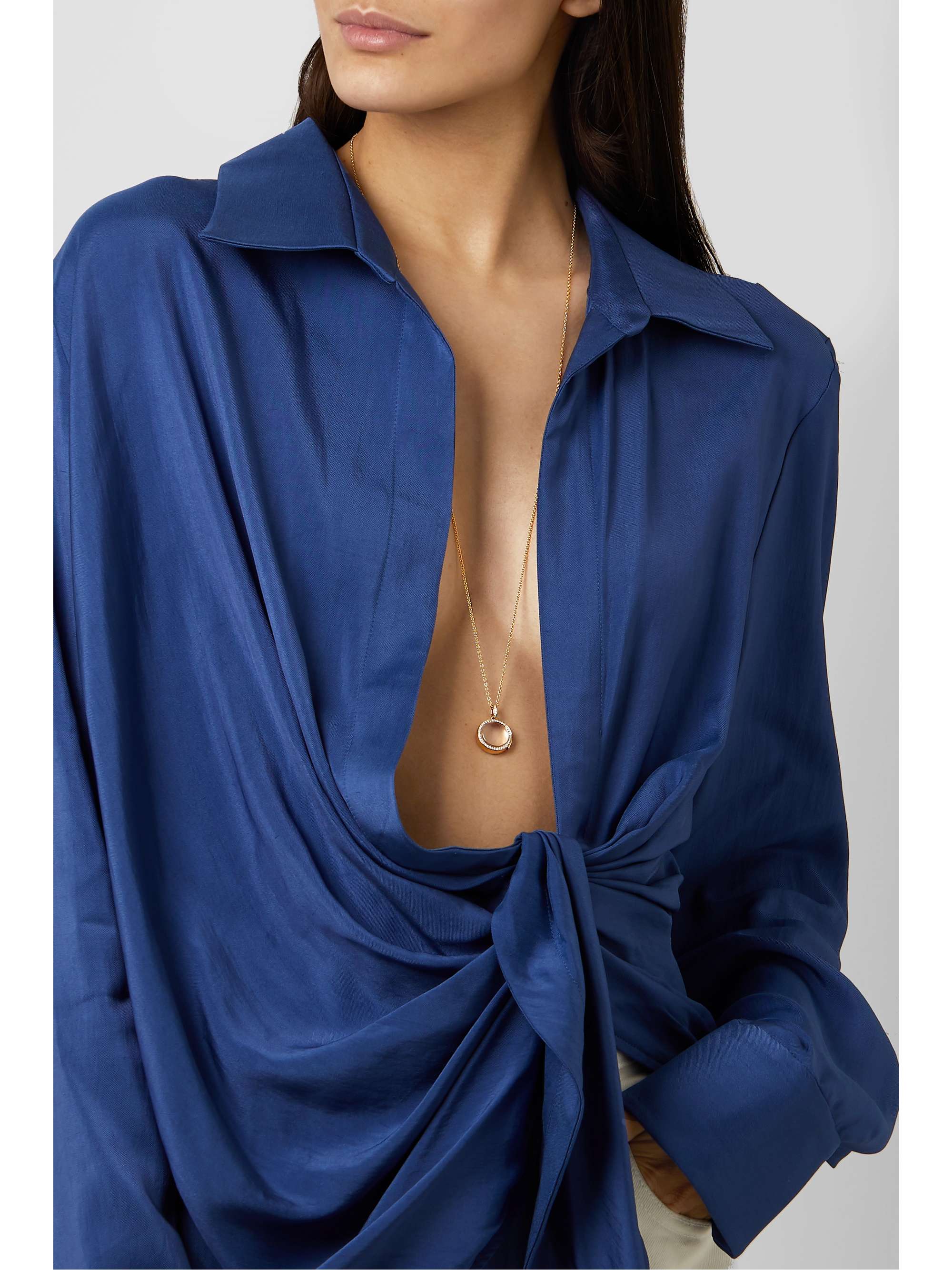 LOQUET 18-karat gold, sapphire crystal and diamond locket necklace