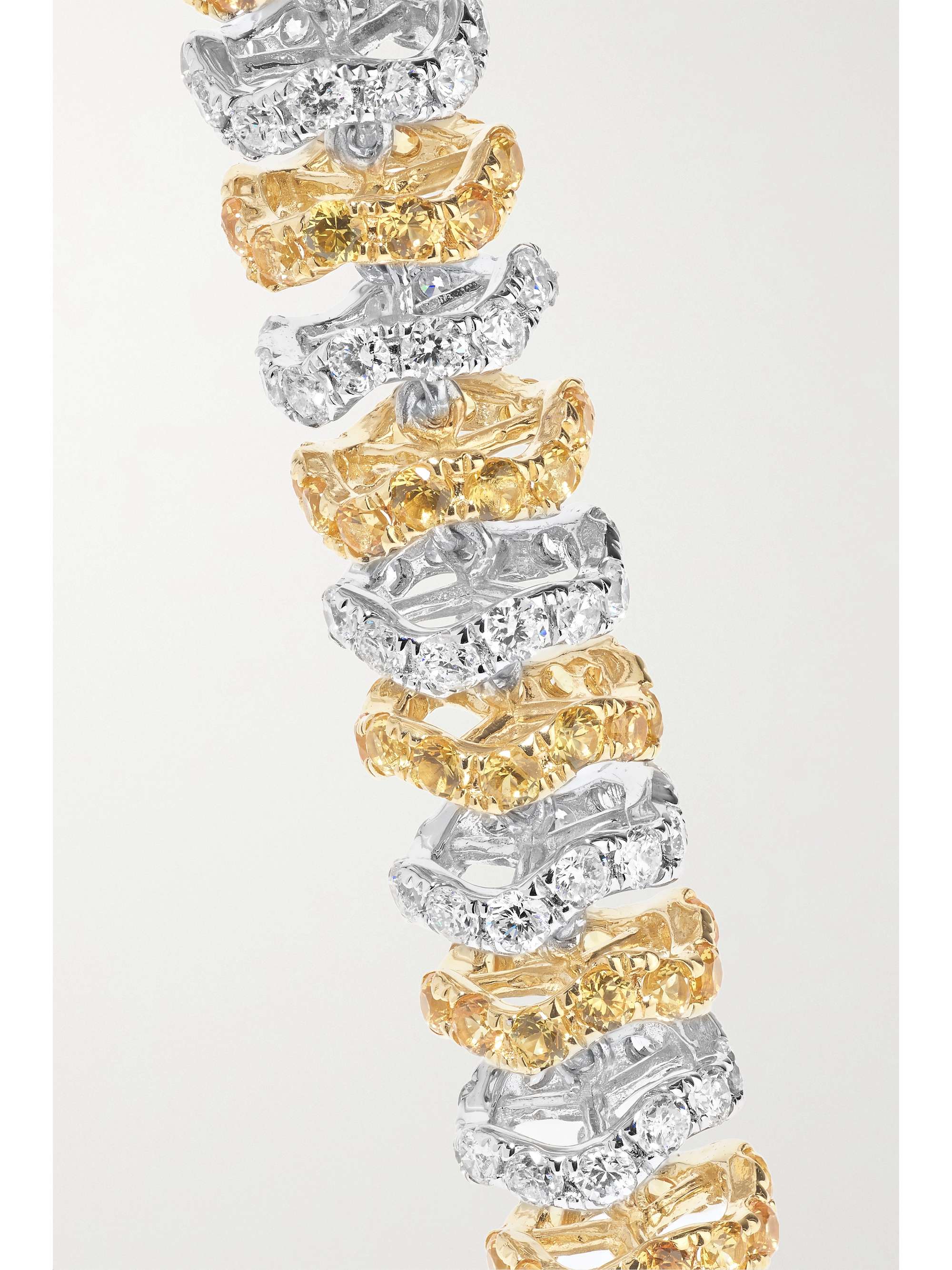 OFIRA Halo 18-karat white and yellow gold, sapphire and diamond earrings
