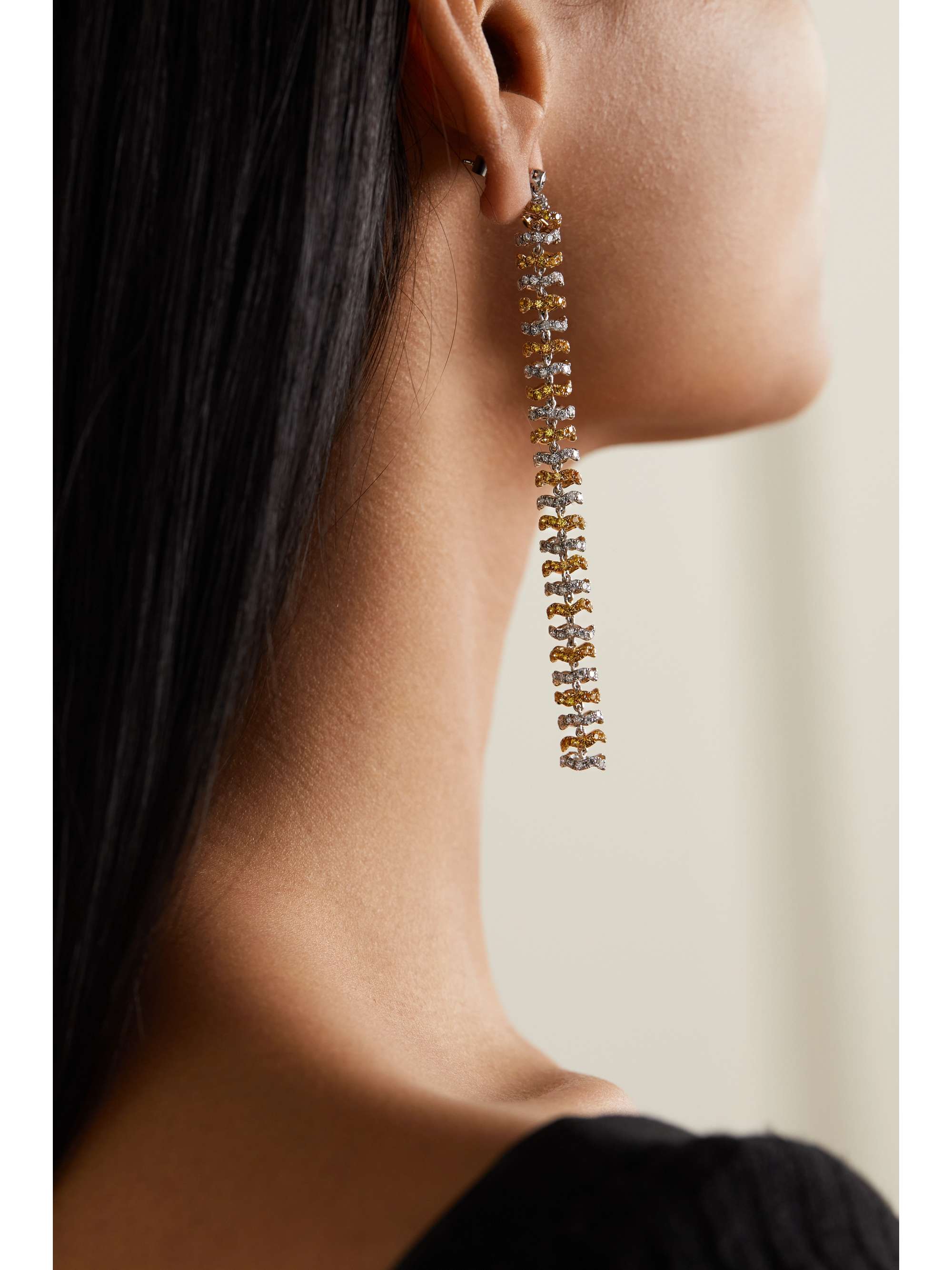 OFIRA Halo 18-karat white and yellow gold, sapphire and diamond earrings