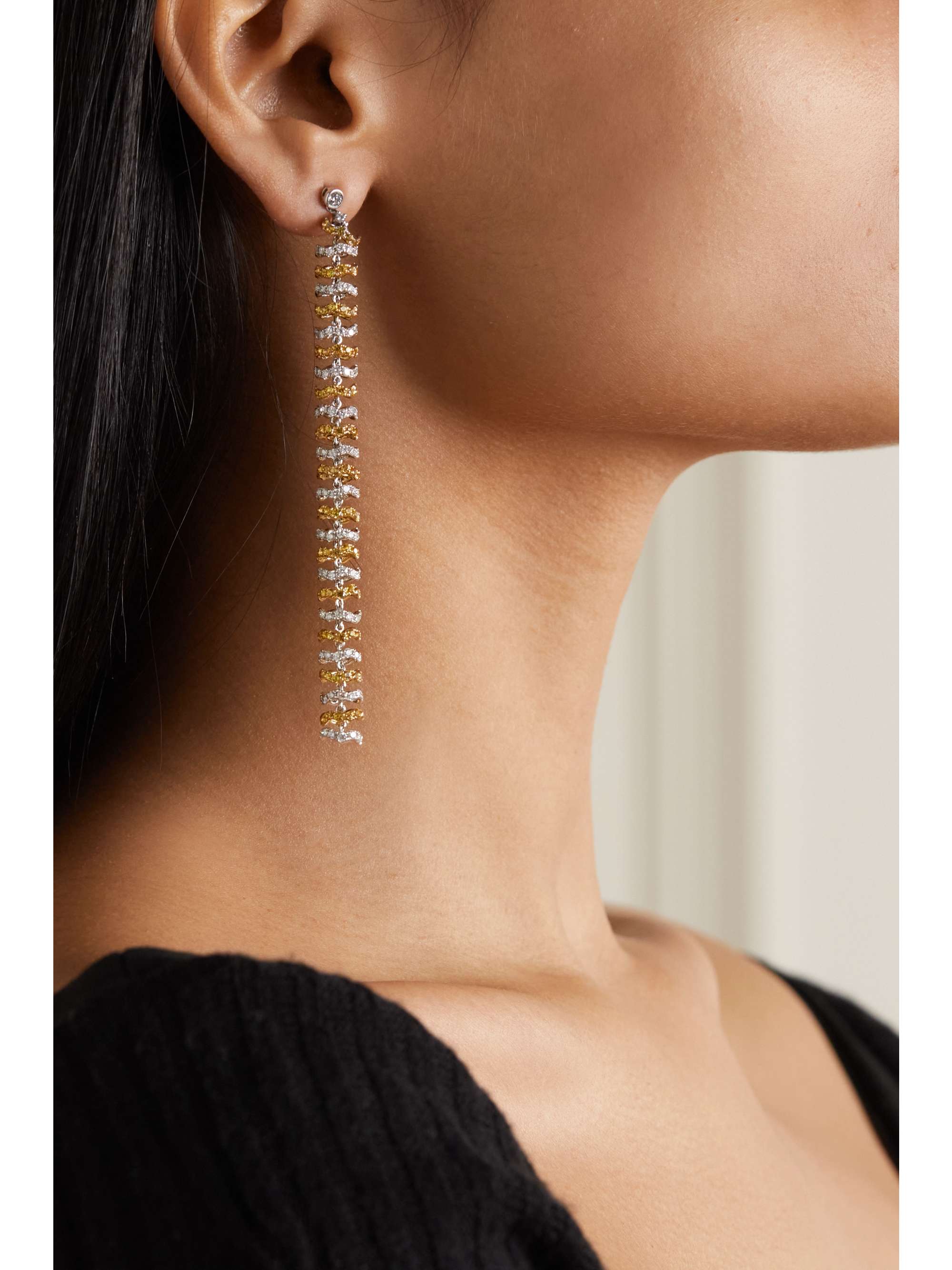 OFIRA Halo 18-karat white and yellow gold, sapphire and diamond earrings