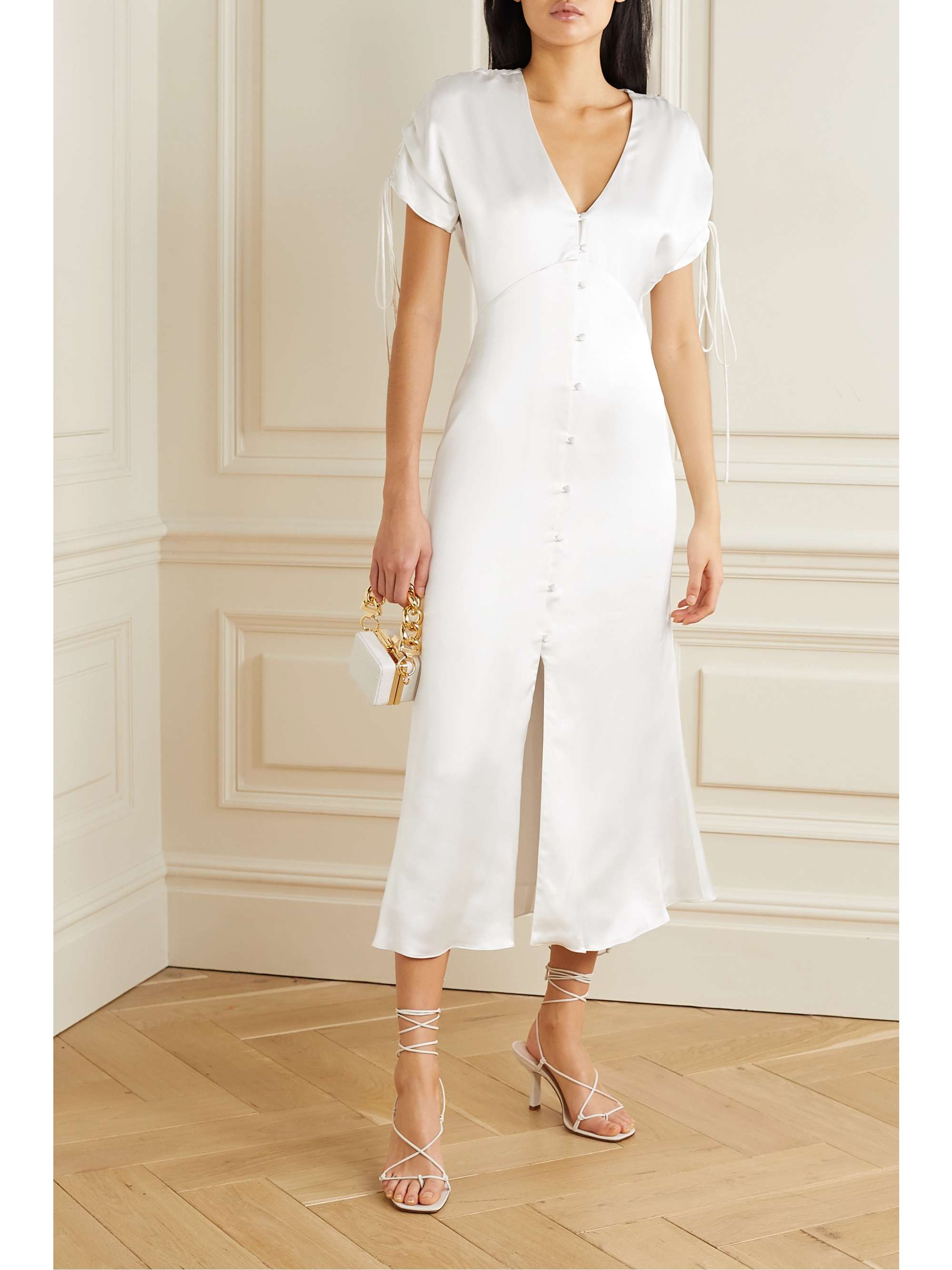 VANESSA COCCHIARO Clara hammered-satin midi dress