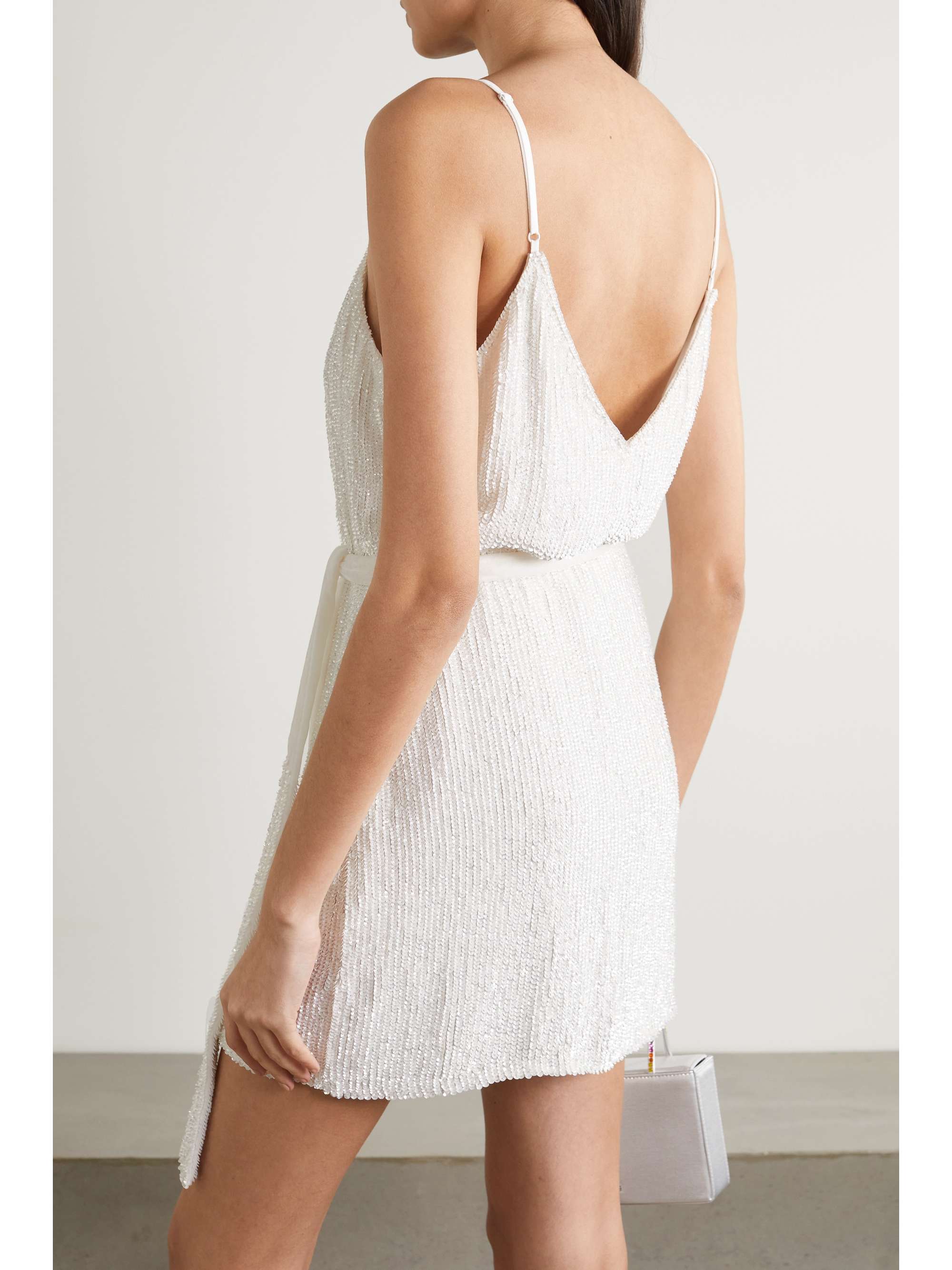 RETROFÊTE Claire belted sequined chiffon mini dress