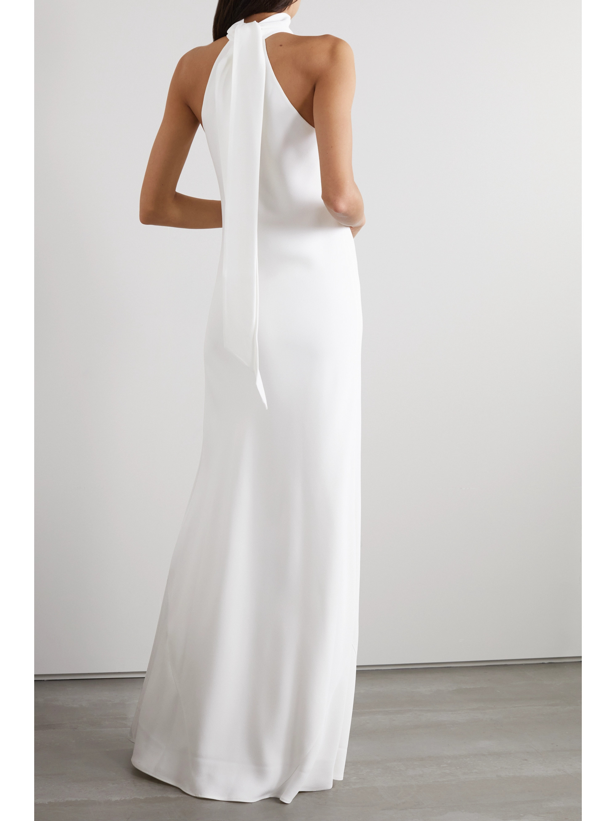 Galvan Sienna crepe halterneck gown
