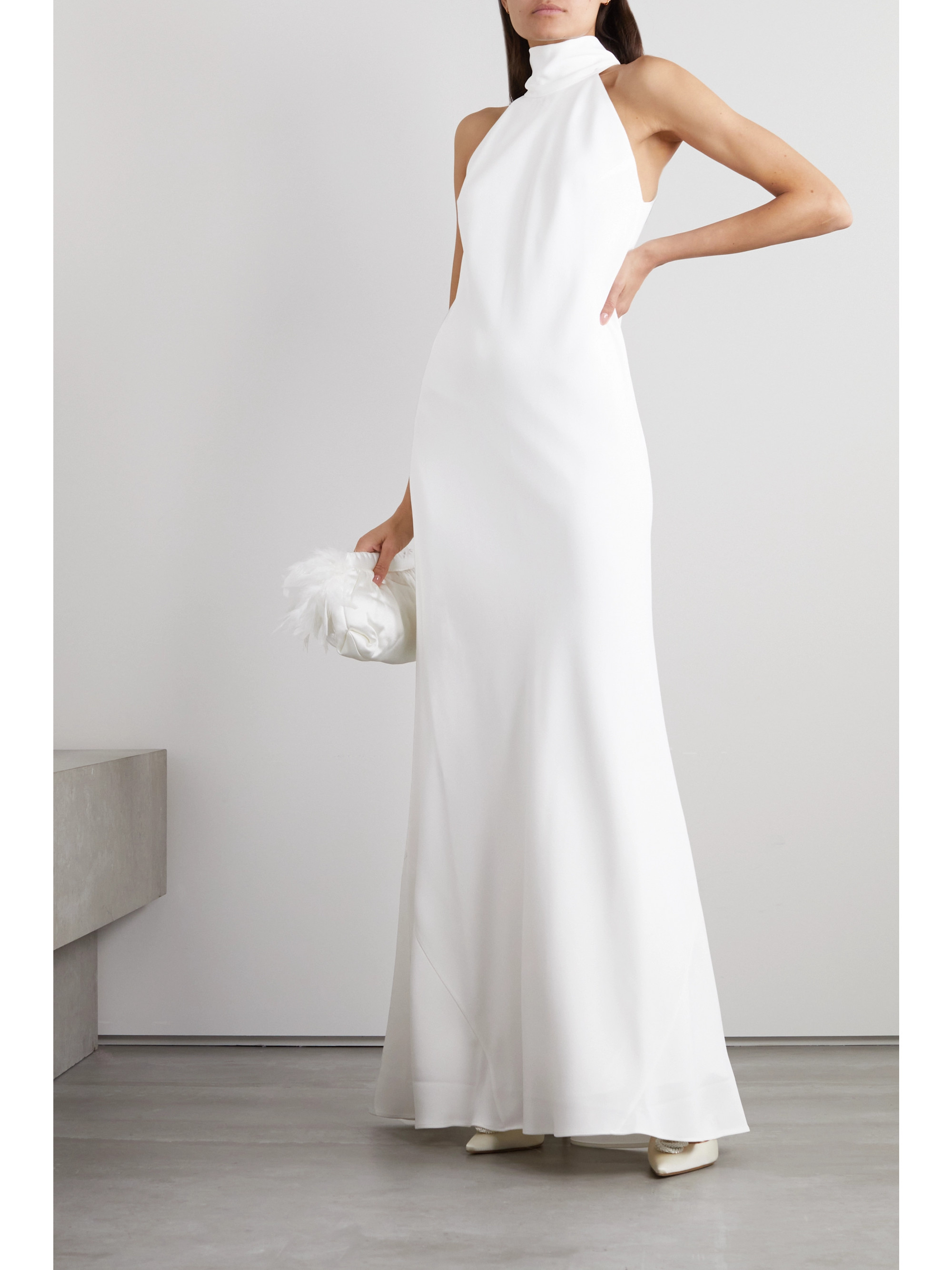 Galvan Sienna crepe halterneck gown