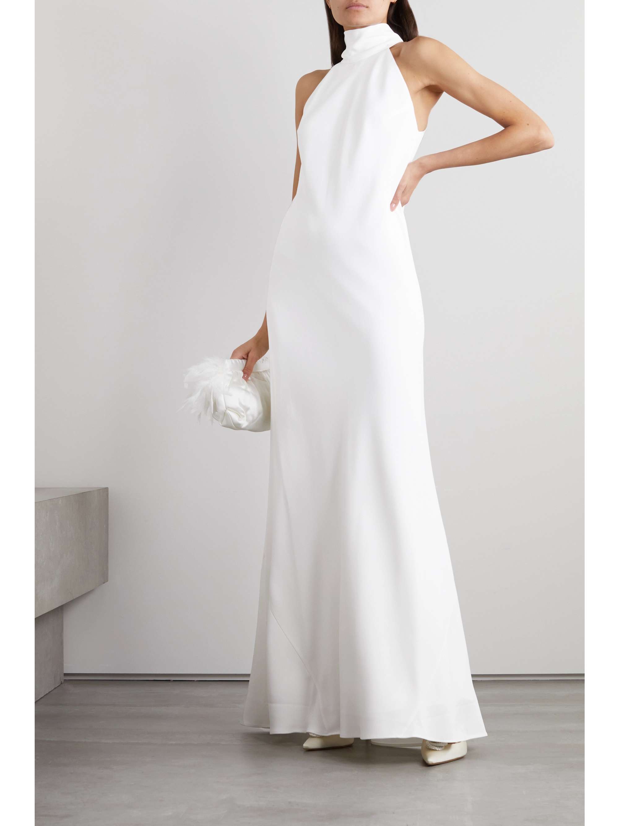 GALVAN Sienna crepe halterneck gown