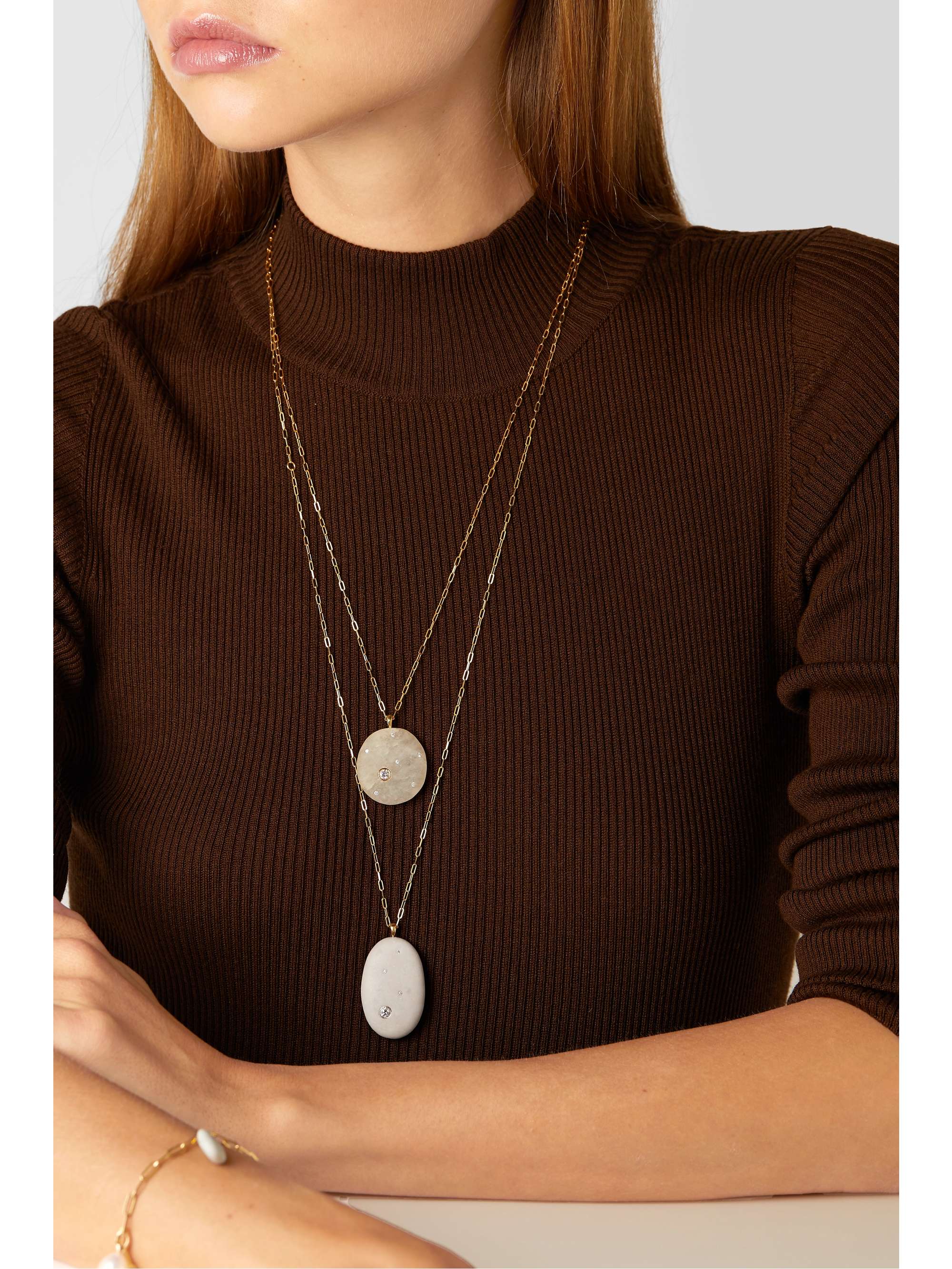 CVC STONES Sprite 18-karat gold, stone and diamond necklace