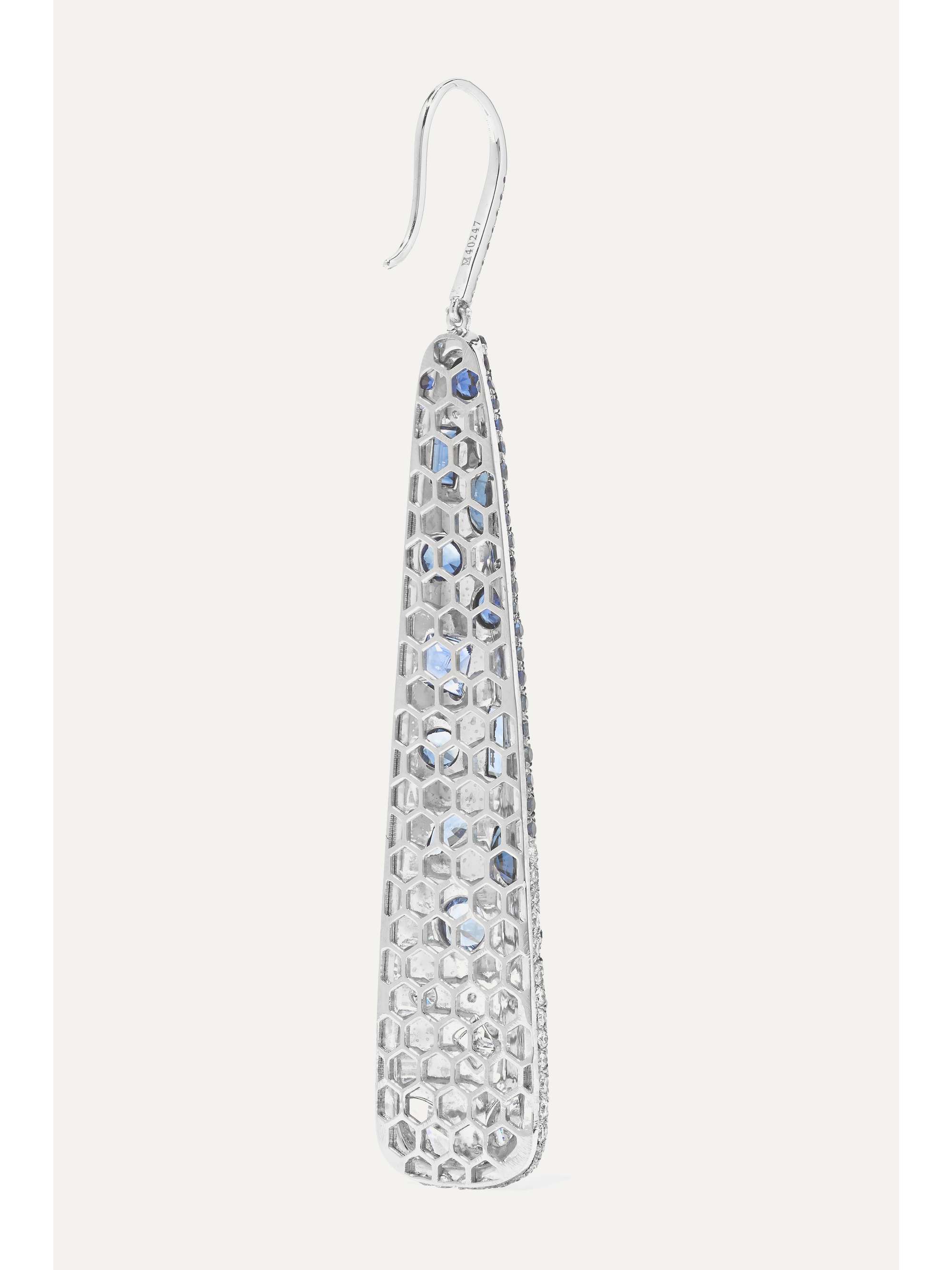 MARTIN KATZ 18-karat white gold, diamond and sapphire earrings