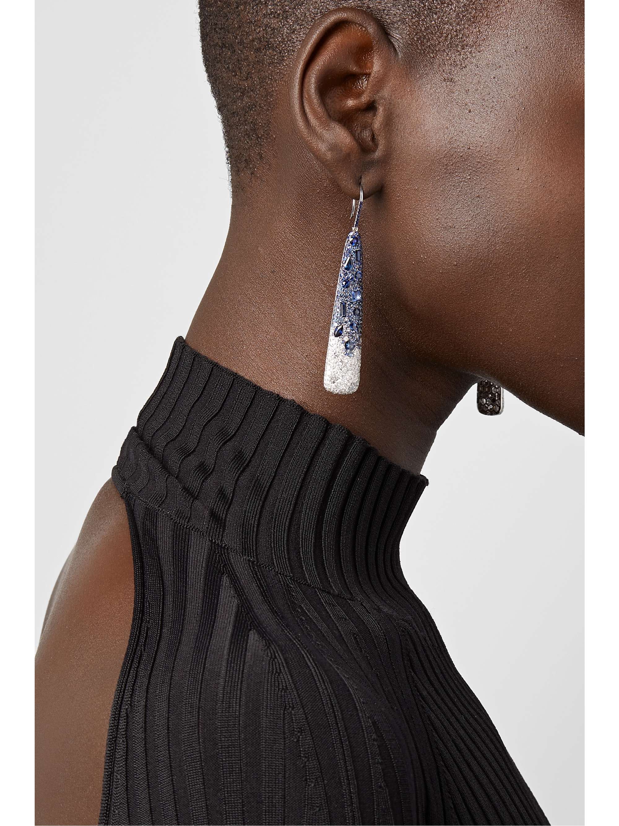 MARTIN KATZ 18-karat white gold, diamond and sapphire earrings