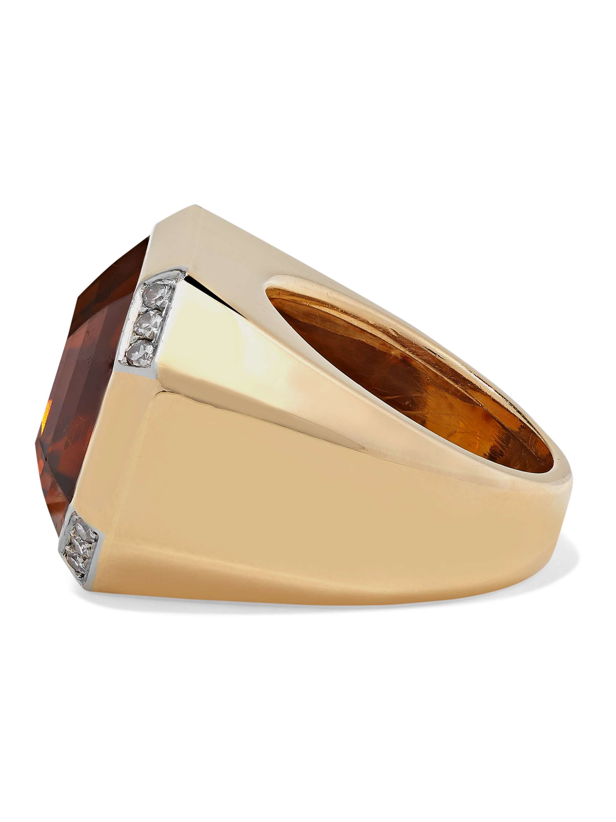 FRED LEIGHTON 1970s 18-karat gold and platinum, citrine and diamond ring