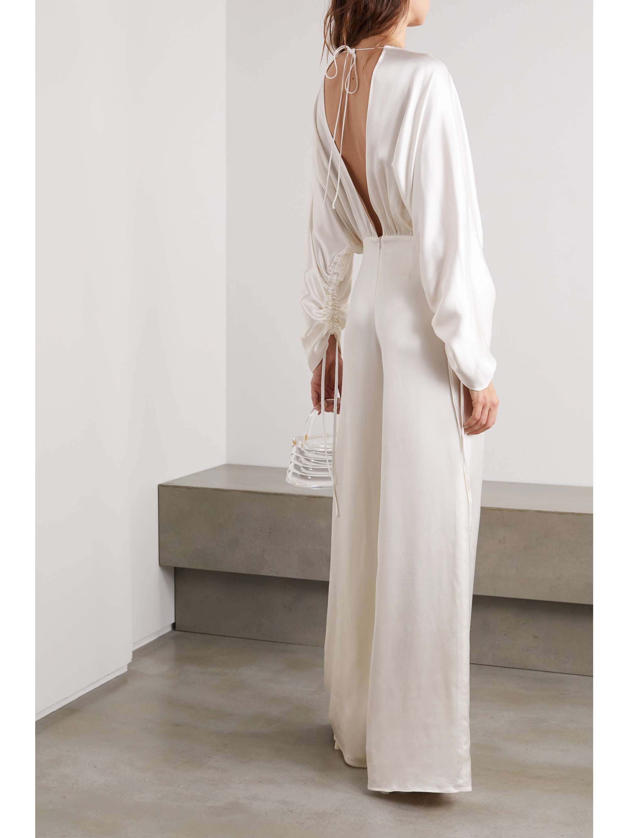 VANESSA COCCHIARO Backless washed-satin jumpsuit